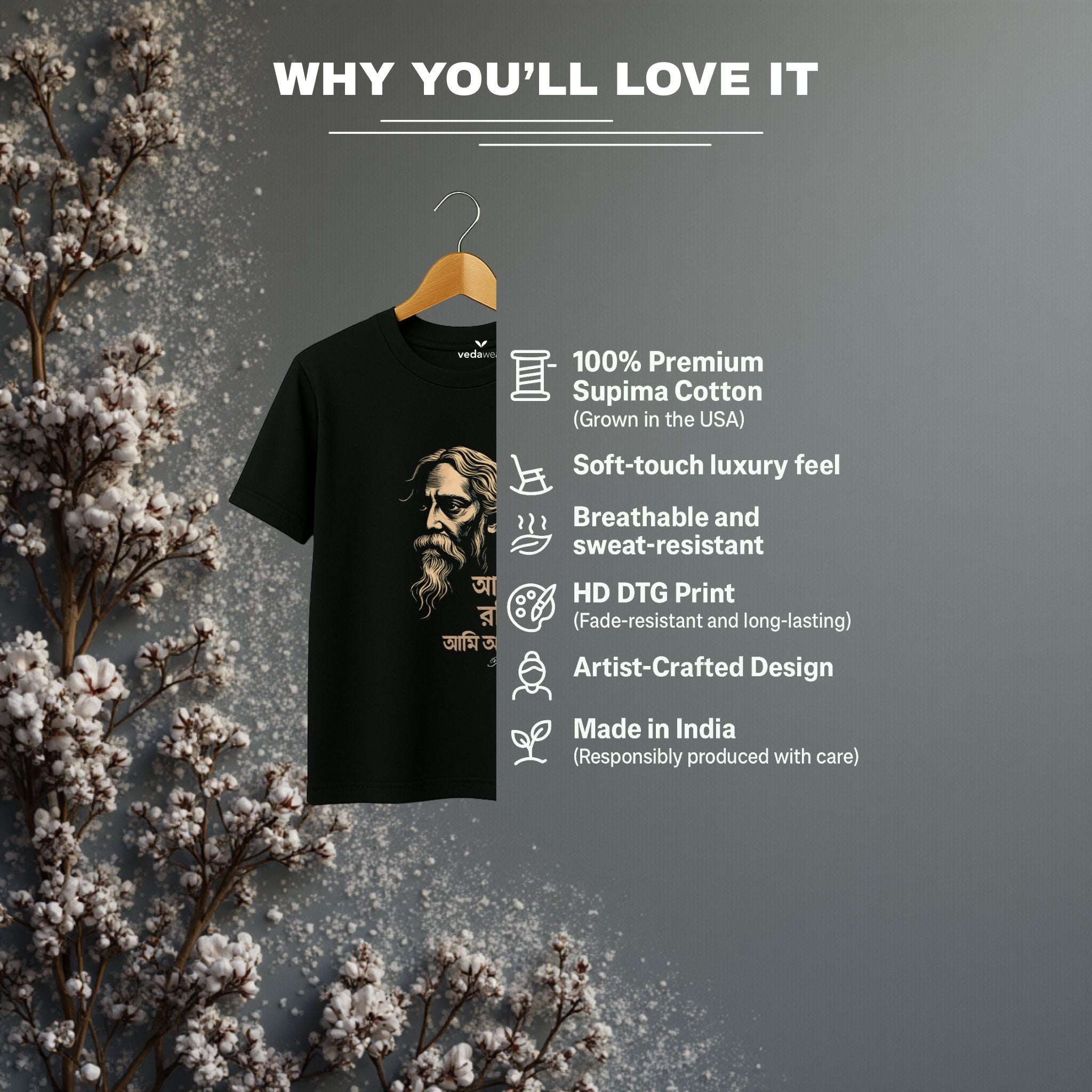 Ami Robi – Premium Bengali Tee – Artistic Premium Cotton Tee by Vedawear  