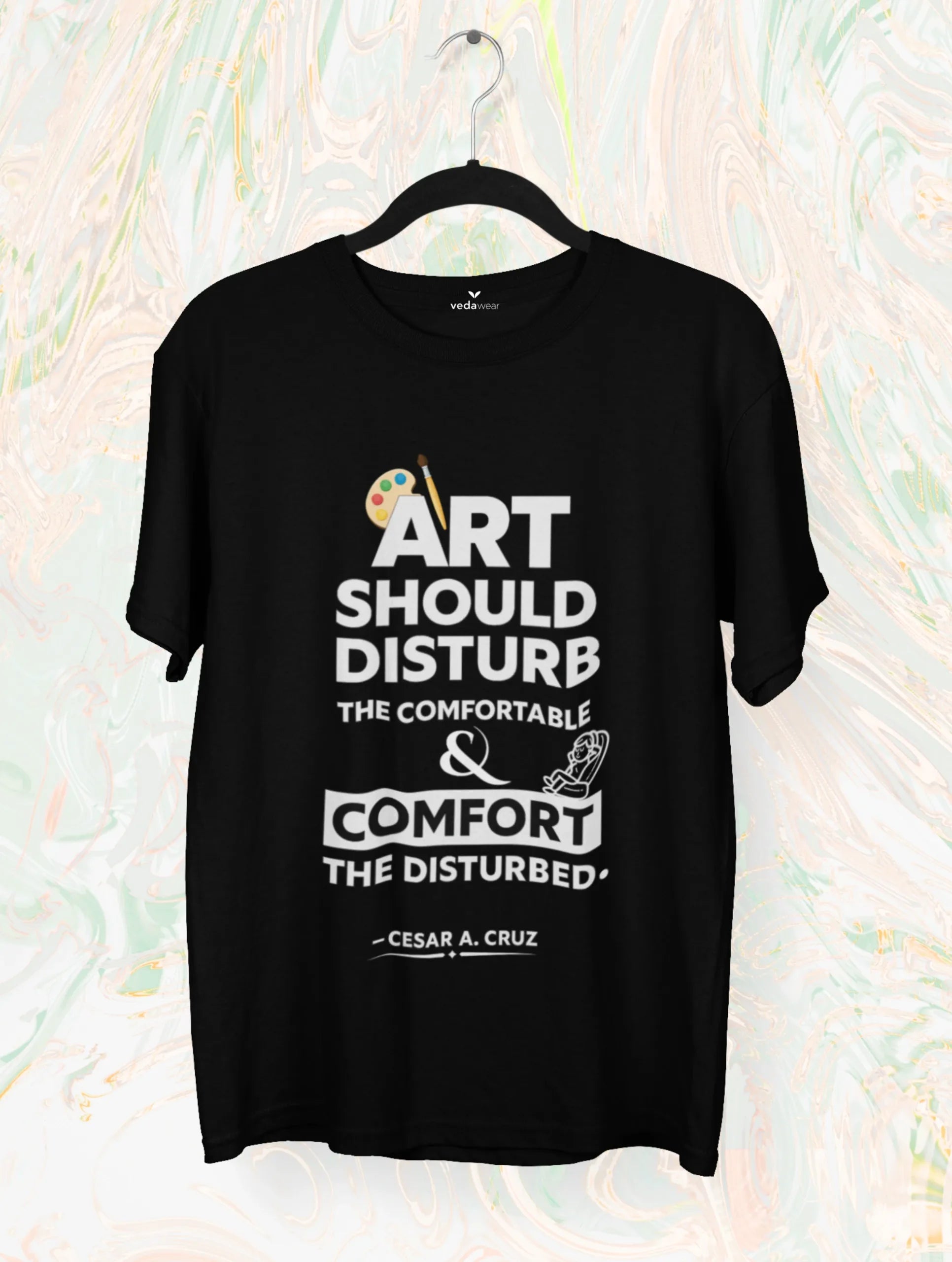 “Art Should Disturb – Bold Premium Tee – Artistic Premium Cotton Tee by Vedawear 