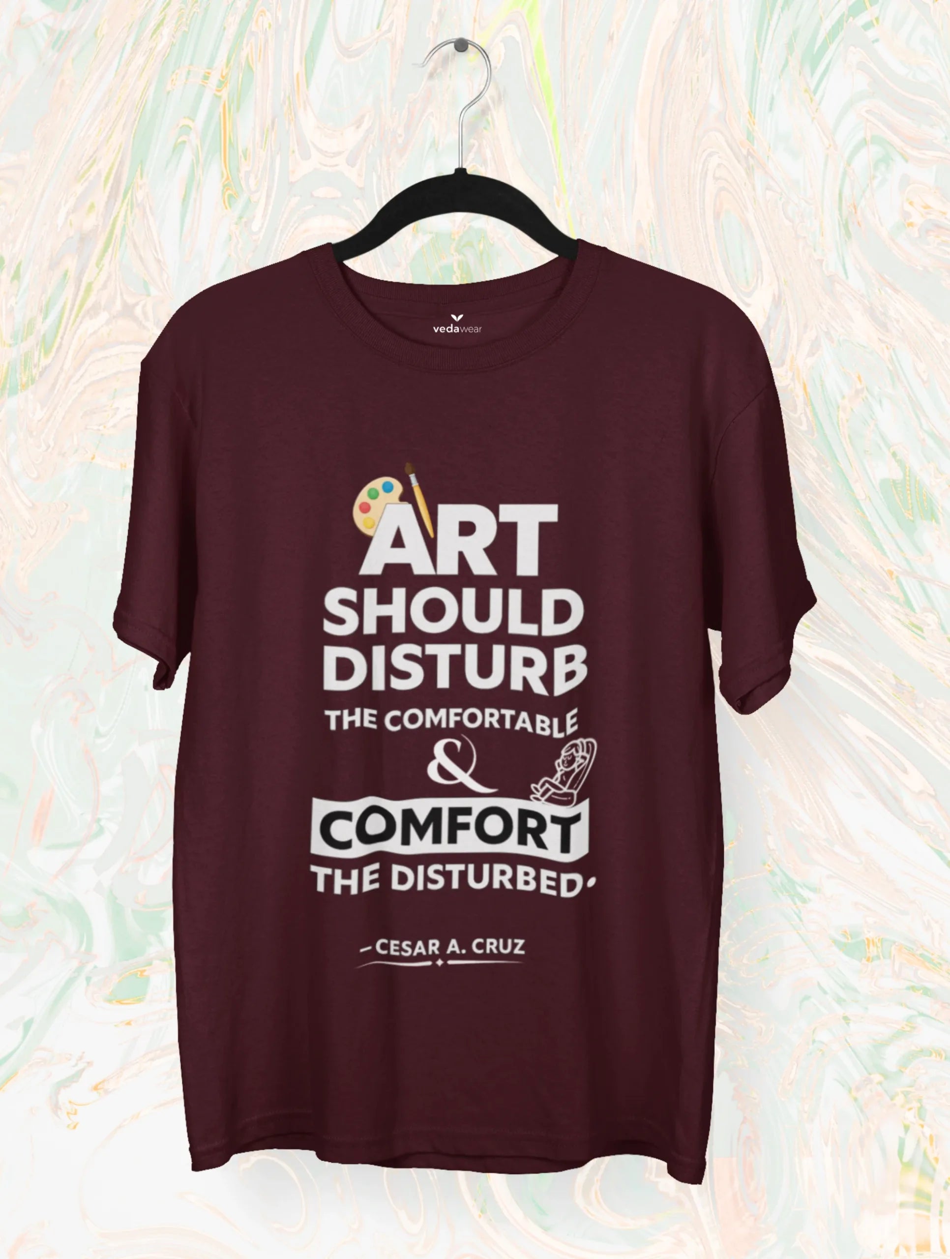 “Art Should Disturb – Bold Premium Tee – Artistic Premium Cotton Tee by Vedawear 
