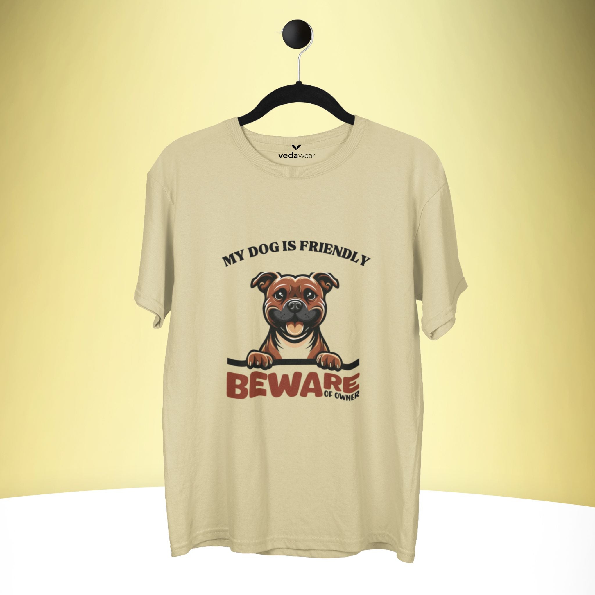 Beware – Premium Tee for Dog Lover – Artistic Premium Cotton Tee by Vedawear  