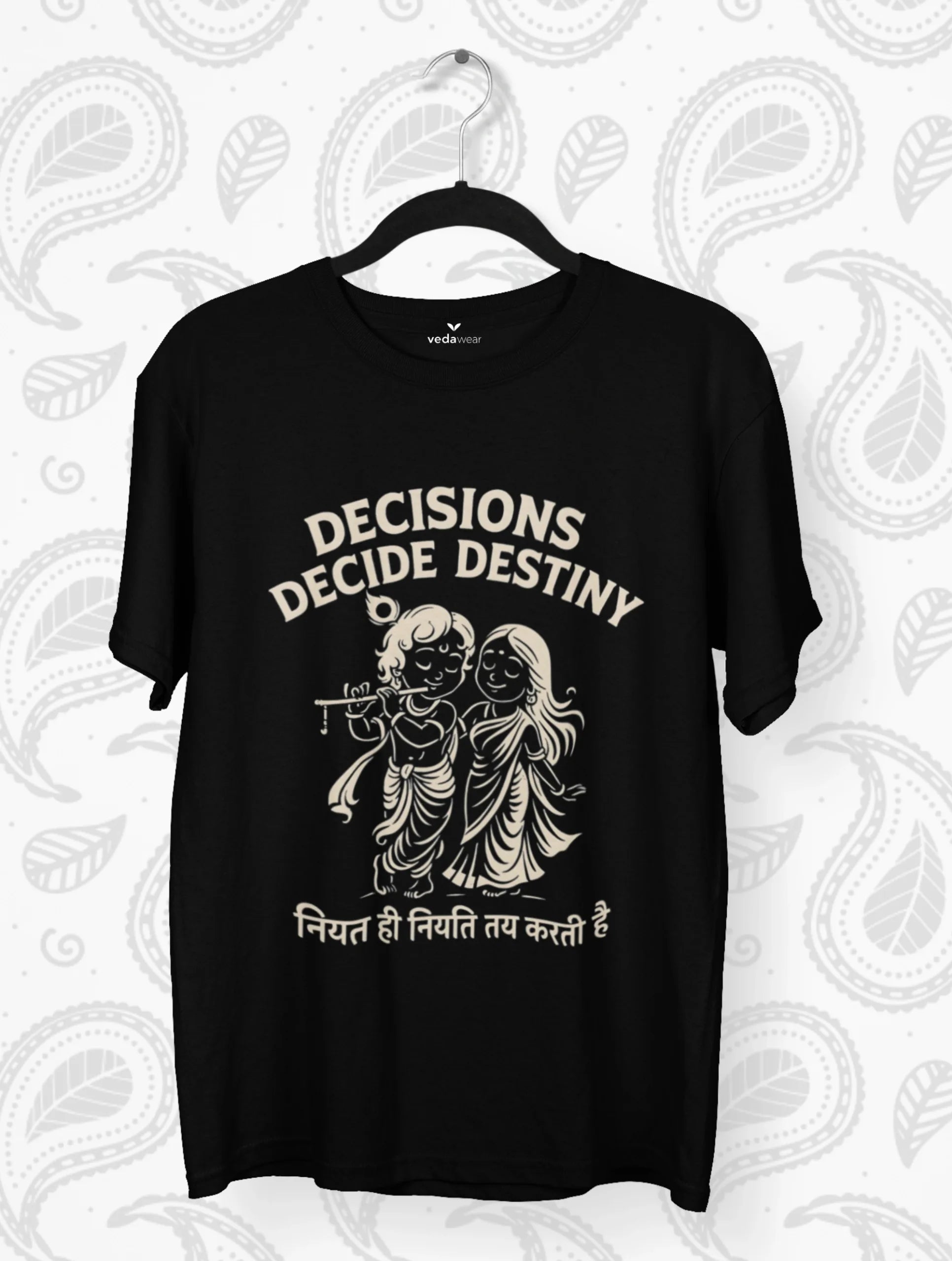 Decisions & Destiny – Krishna Radha Premium Tee – Artistic Premium Cotton Tee by Vedawear 