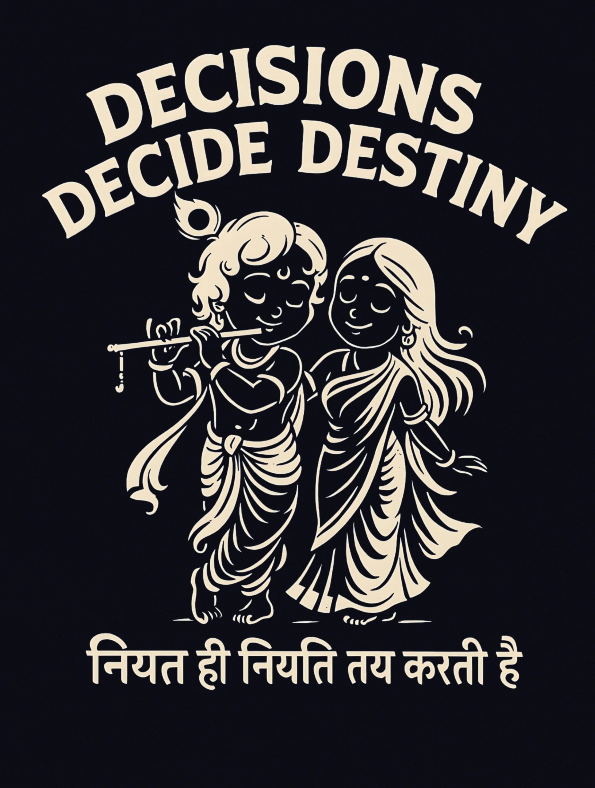 Decisions & Destiny – Krishna Radha Premium Tee – Artistic Premium Cotton Tee by Vedawear 