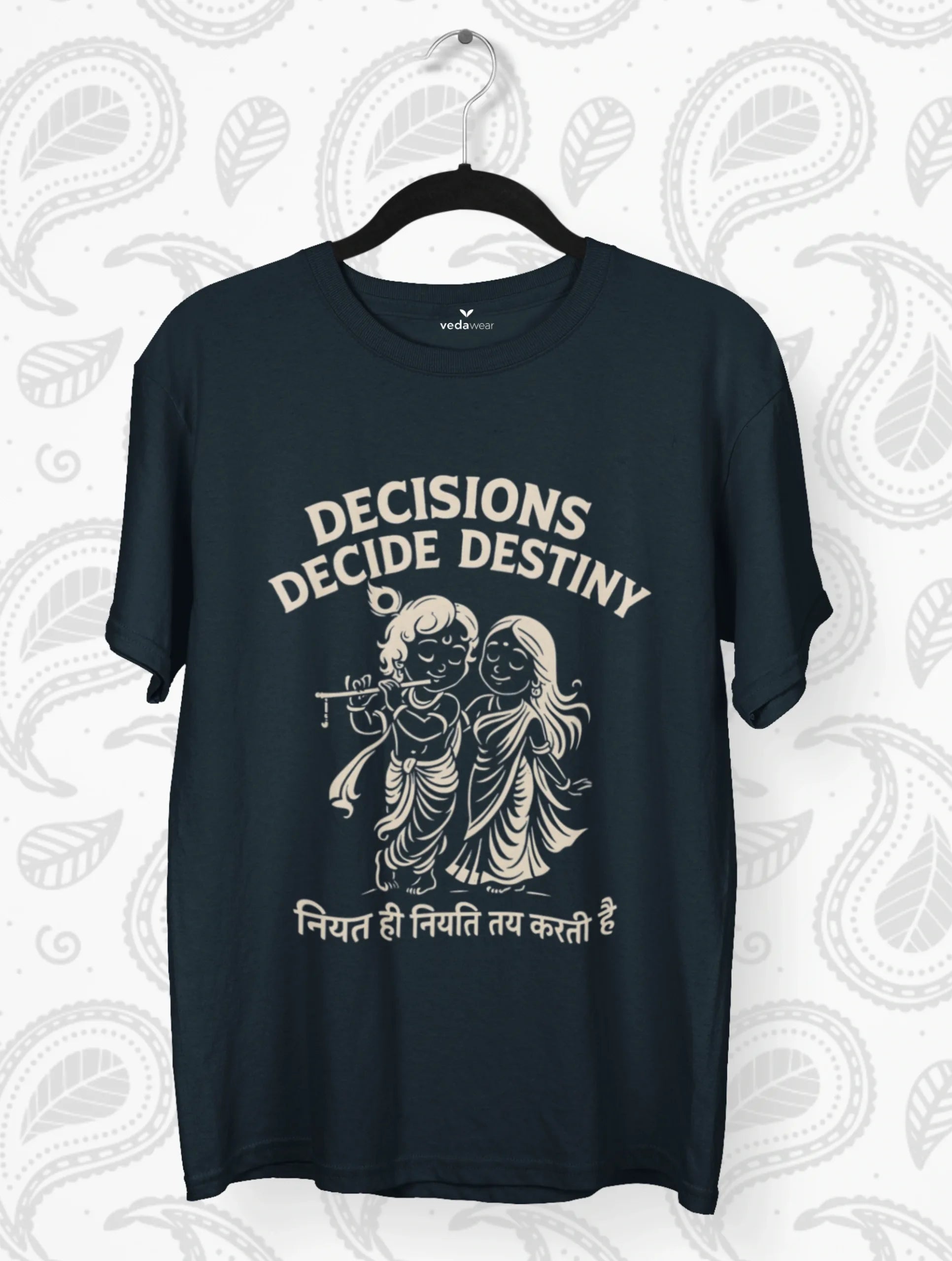 Decisions & Destiny – Krishna Radha Premium Tee – Artistic Premium Cotton Tee by Vedawear 