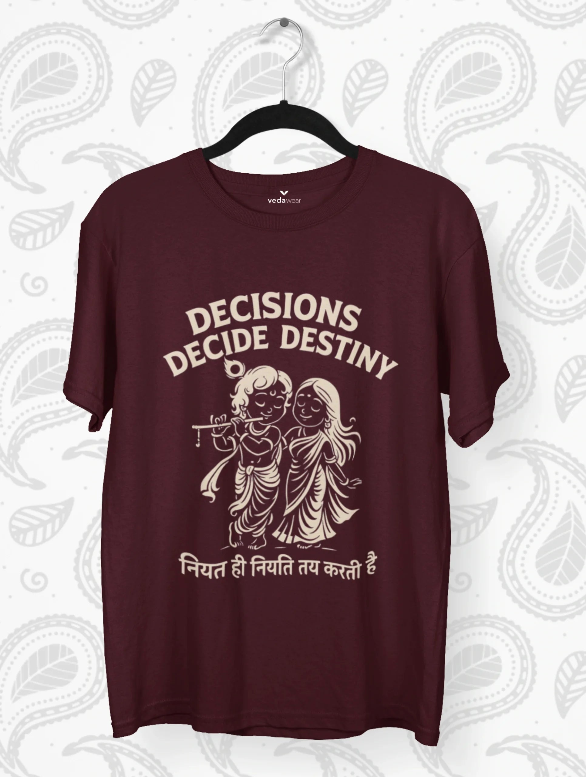 Decisions & Destiny – Krishna Radha Premium Tee – Artistic Premium Cotton Tee by Vedawear 