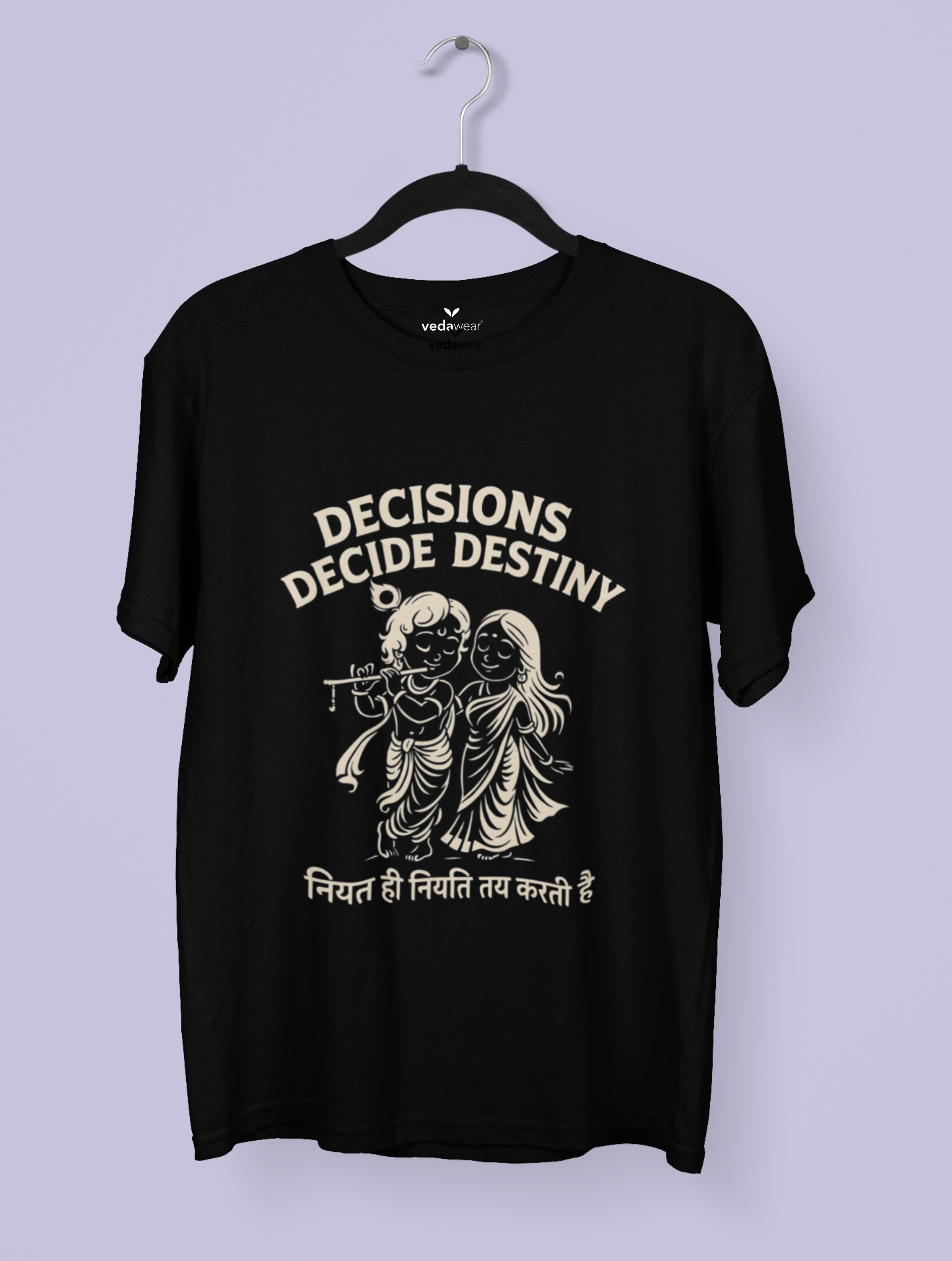 Decisions & Destiny – Krishna Radha Premium Tee – Artistic Premium Cotton Tee by Vedawear 