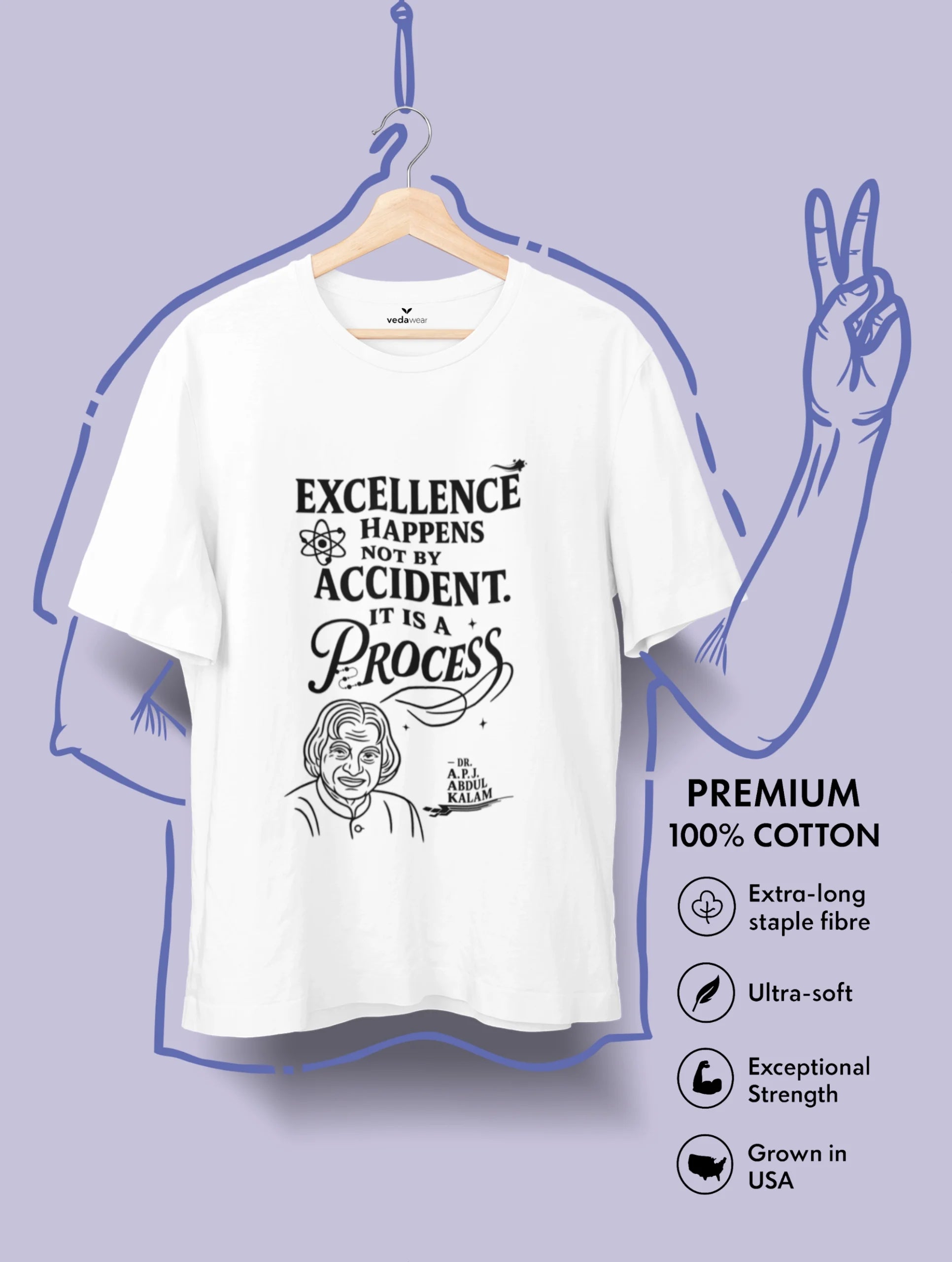 Excellence – Dr. A.P.J. Abdul Kalam Premium Tee – Artistic Premium Cotton Tee by Vedawear 
