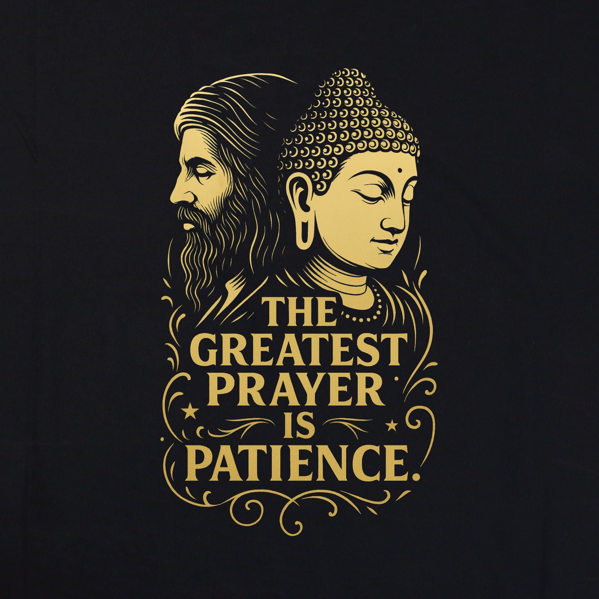The Greatest Prayer – Kabir & Buddha Premium Tee – Artistic Premium Cotton Tee by Vedawear  