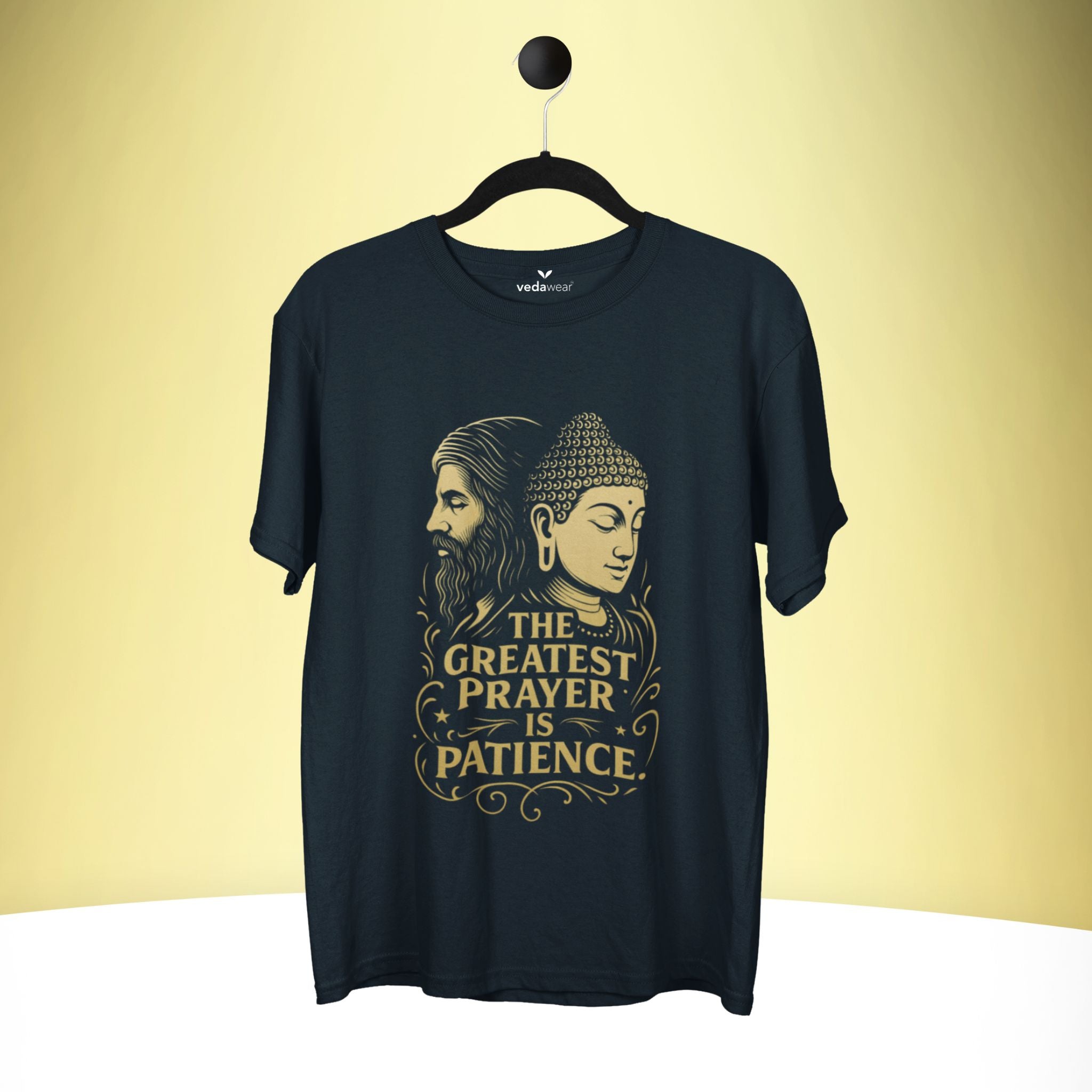 The Greatest Prayer – Kabir & Buddha Premium Tee – Artistic Premium Cotton Tee by Vedawear  