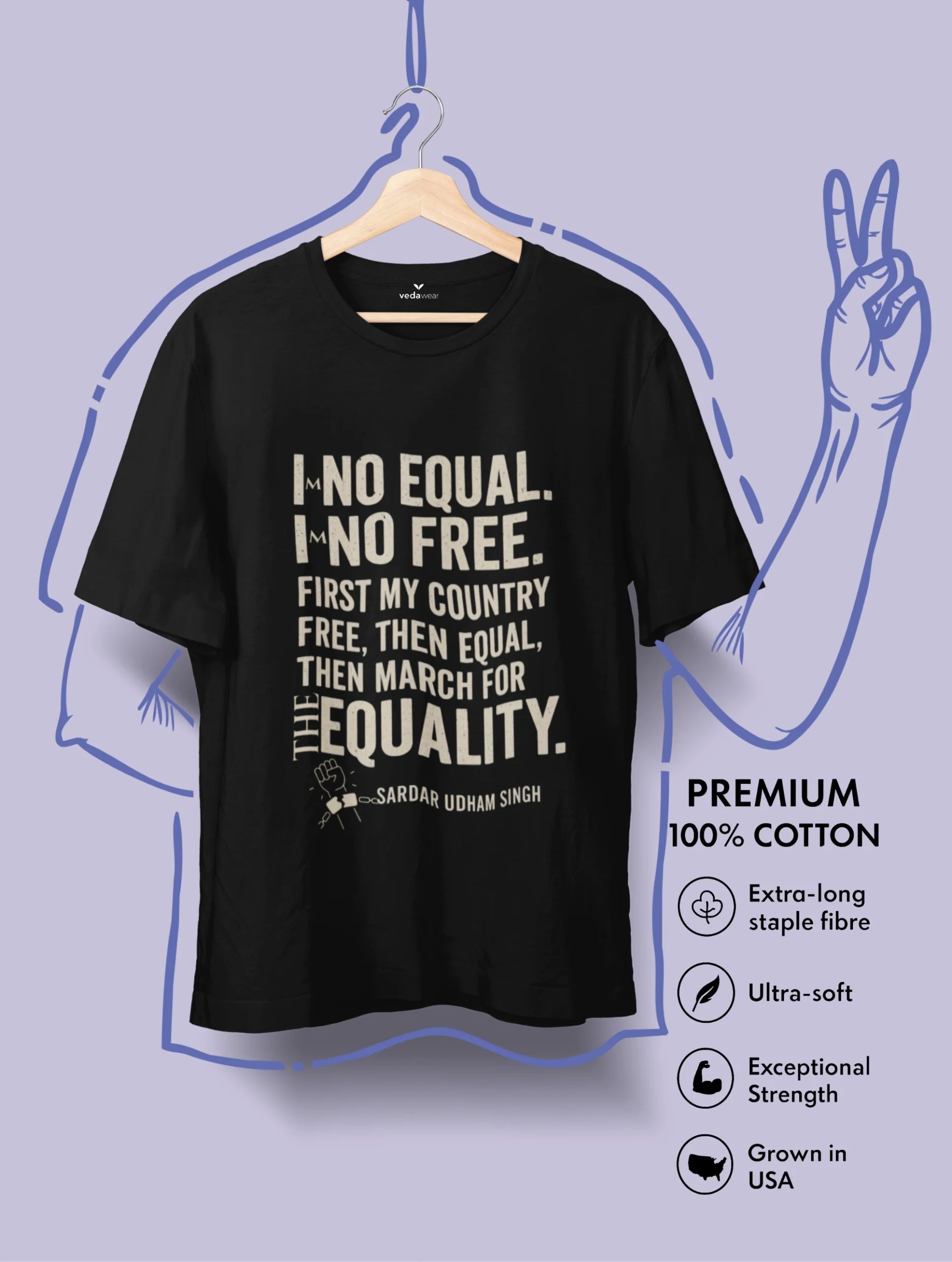 Free – Udham Singh Premium Justice Tee – Artistic Premium Cotton Tee by Vedawear 