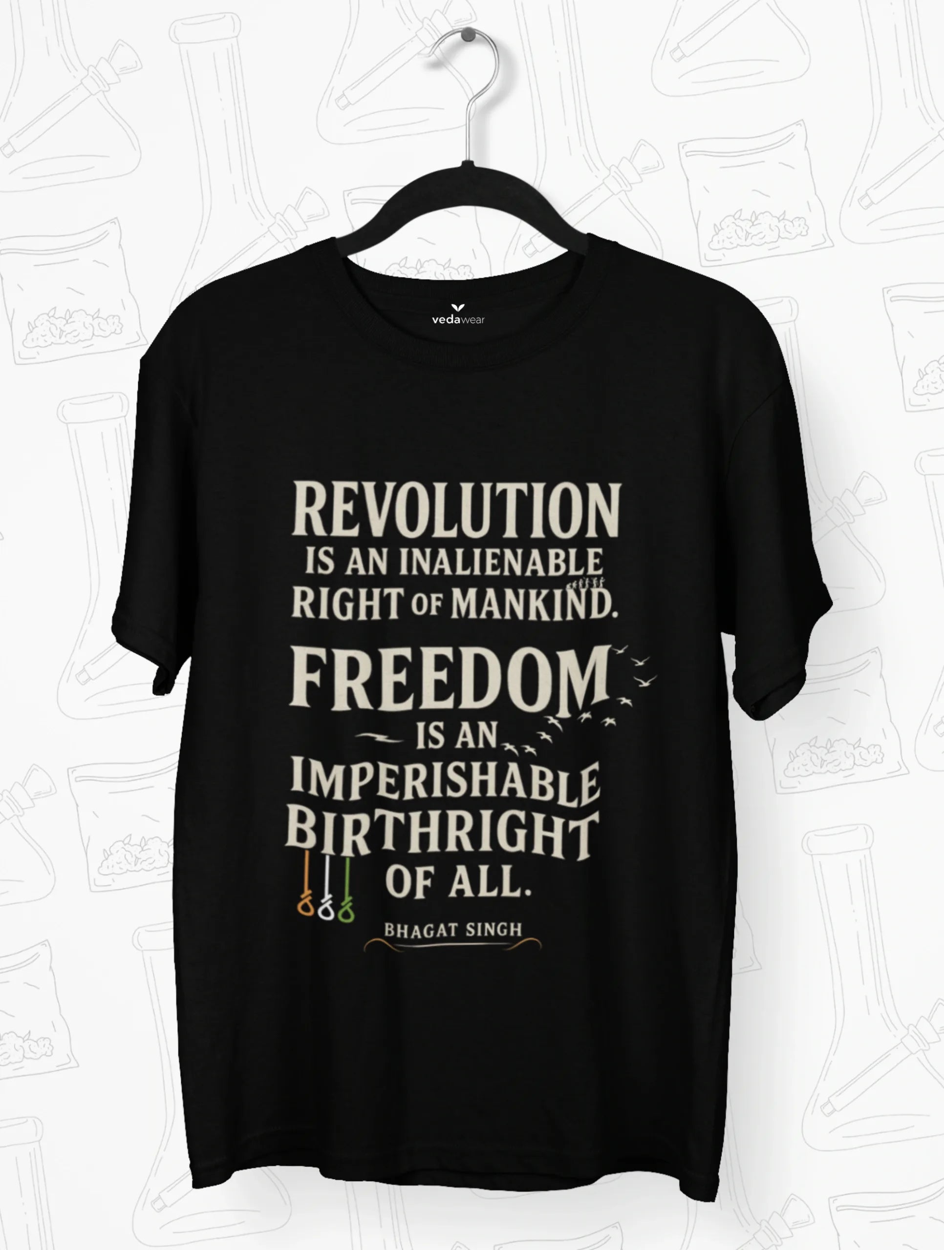 Freedom – Bhagat Singh Premium Tee – Artistic Premium Cotton Tee by Vedawear 