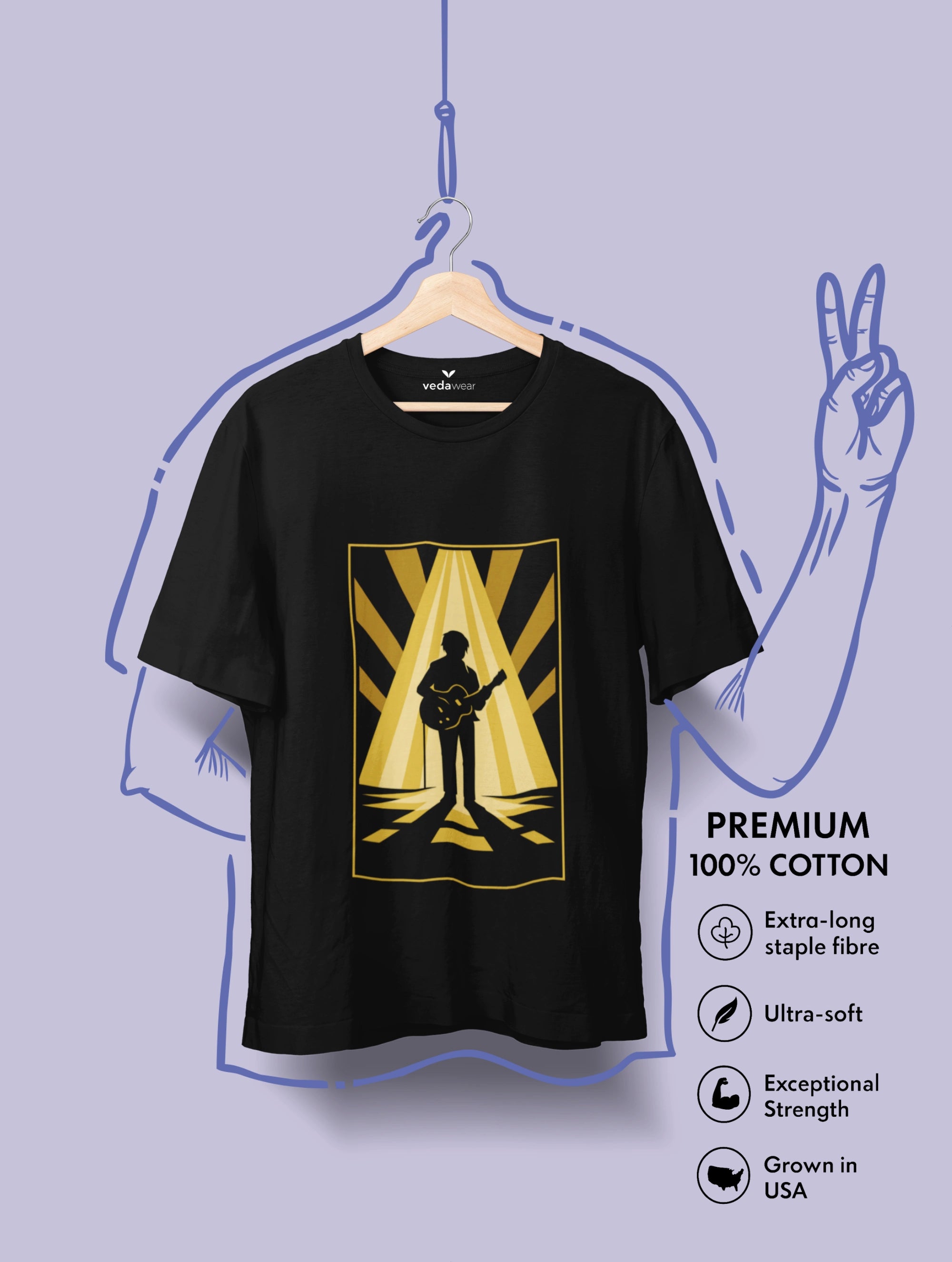 Illuminated Rhythm – Premium Tee – Artistic Premium Cotton Tee by Vedawear 