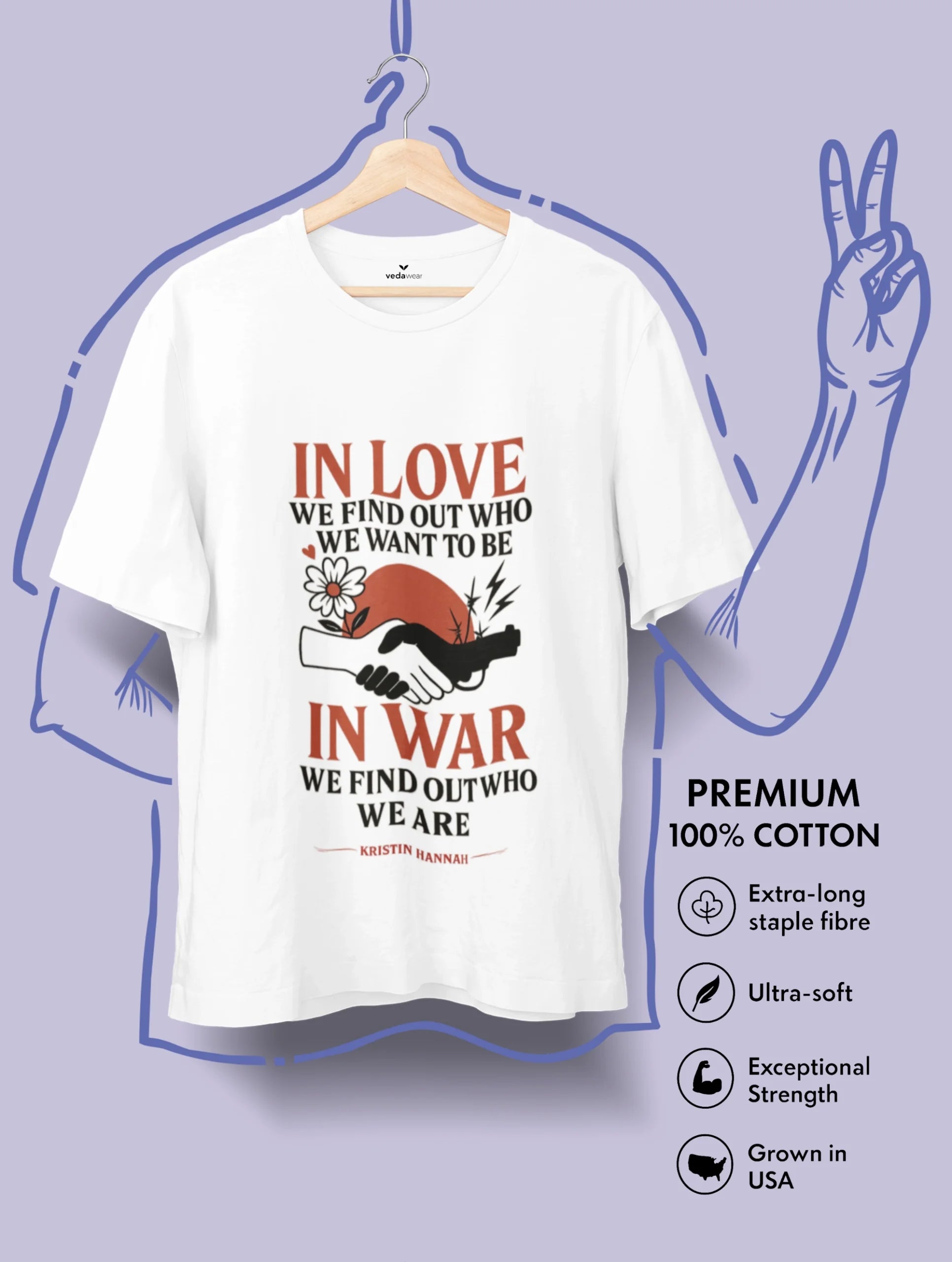 In Love, In War – Dual Truths Premium Tee – Artistic Premium Cotton Tee by Vedawear 