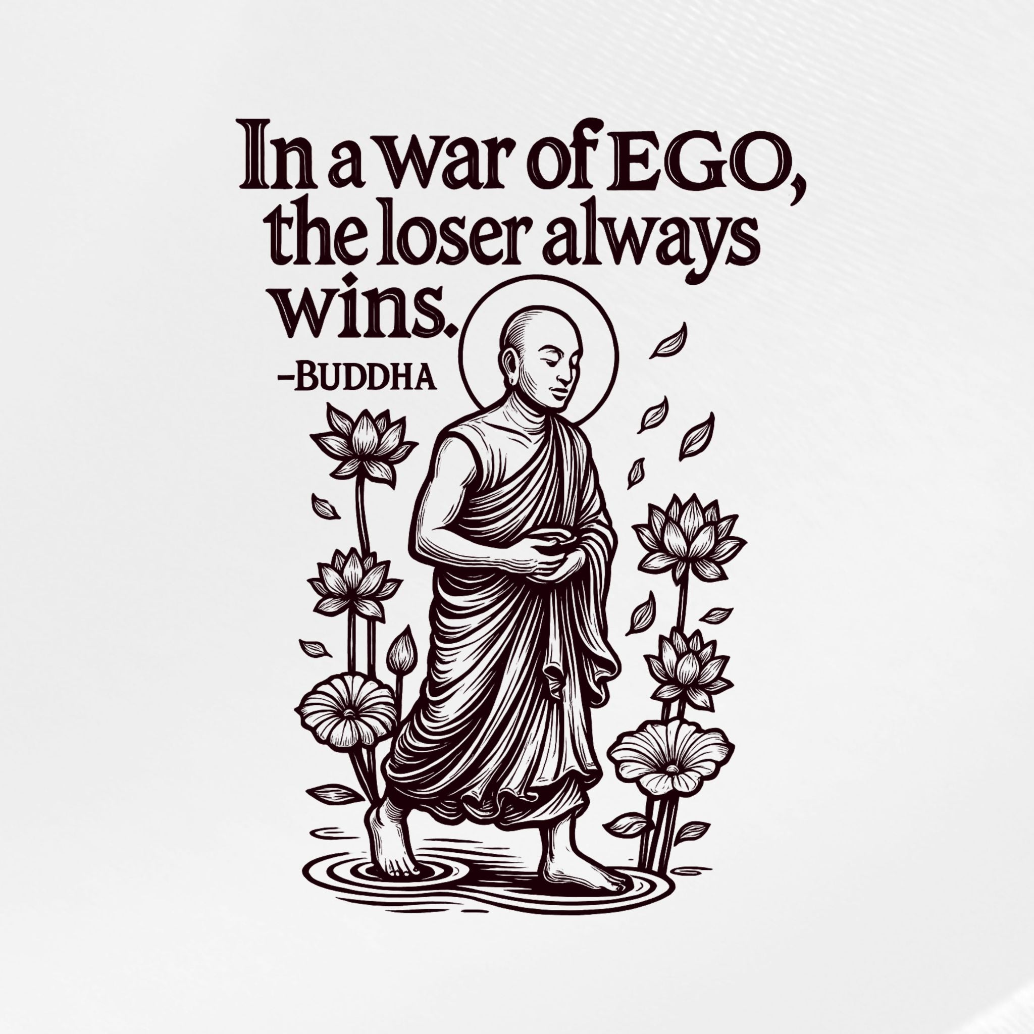 "In a War of Ego" – Buddha Quote Premium T-Shirt – Artistic Premium Cotton Tee by Vedawear  