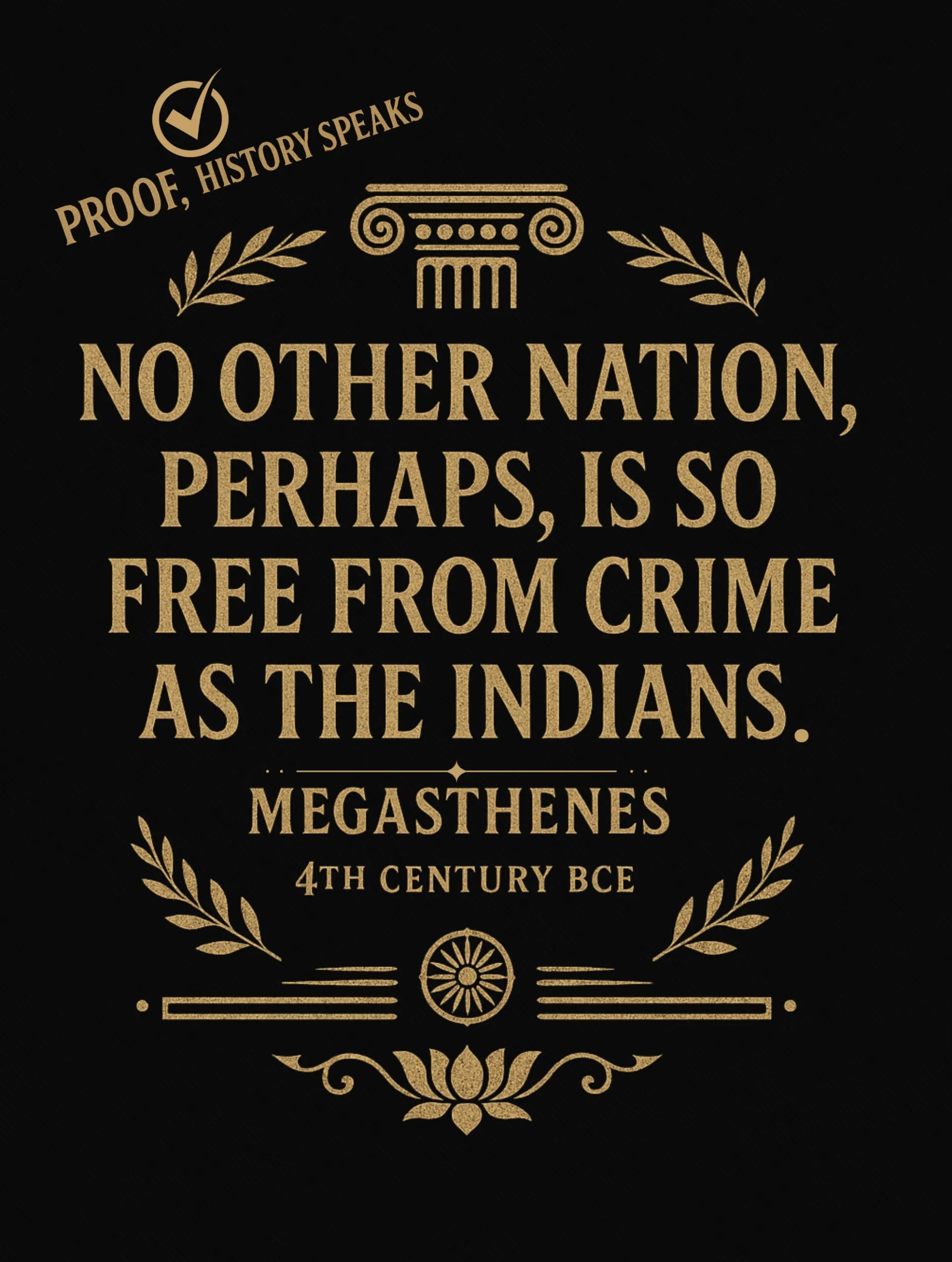 India – Megasthenes Quote Premium Tee – Artistic Premium Cotton Tee by Vedawear 
