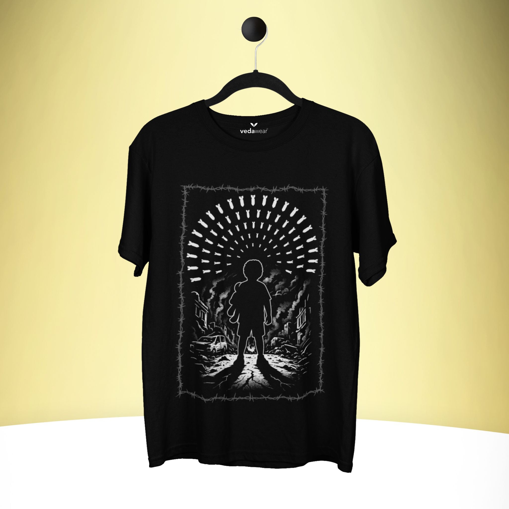 Innocence Under Fire – Dark Edition Tee – Artistic Premium Cotton Tee by Vedawear  