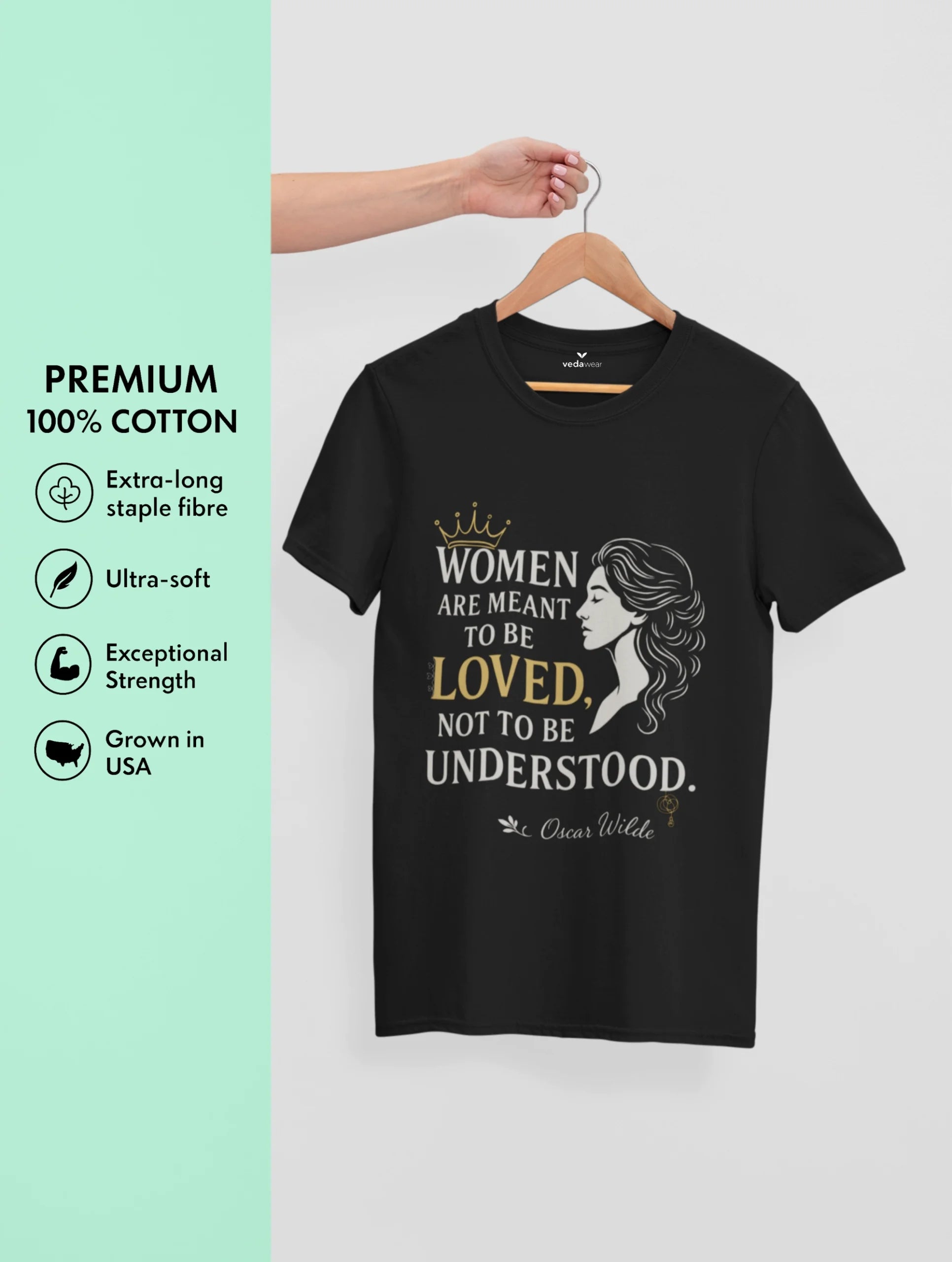 Loved – Oscar Wilde Premium Women’s Tee – Artistic Premium Cotton Tee by Vedawear 
