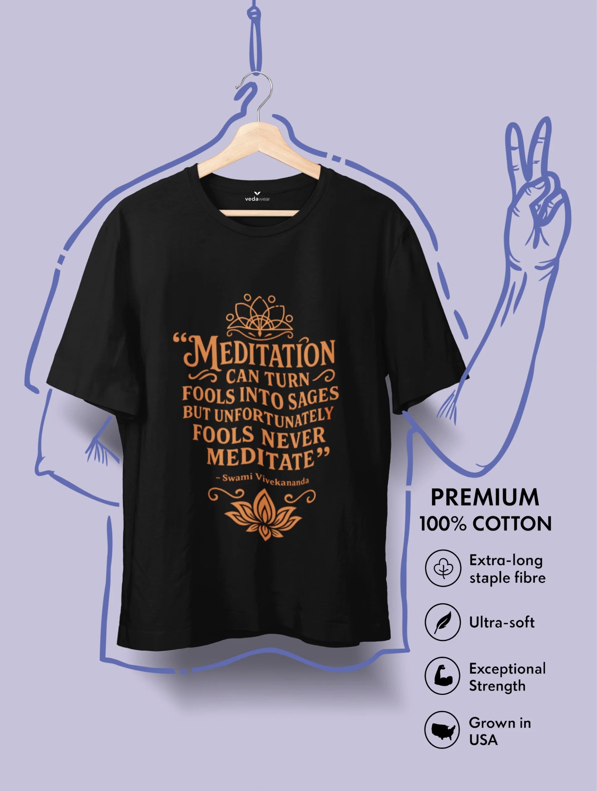 Meditate – Swami Vivekananda Premium Tee – Artistic Premium Cotton Tee by Vedawear 