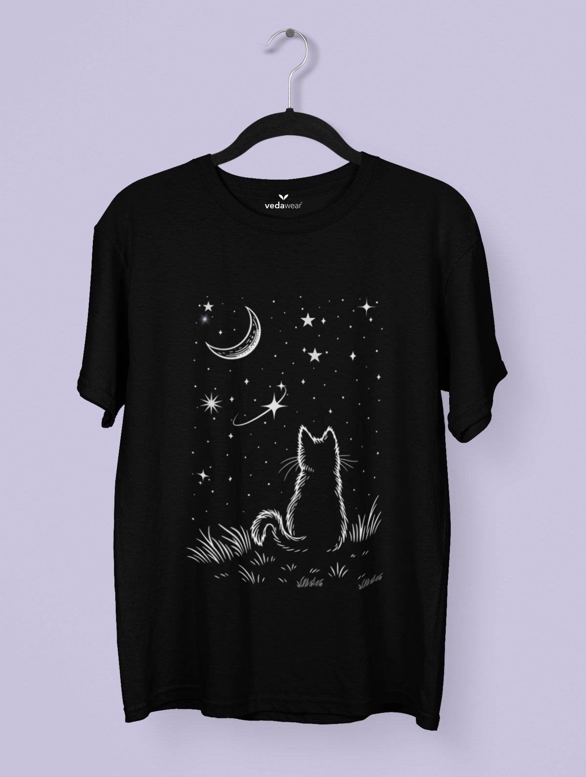Moonlit Cat – Premium Tee – Artistic Premium Cotton Tee by Vedawear 