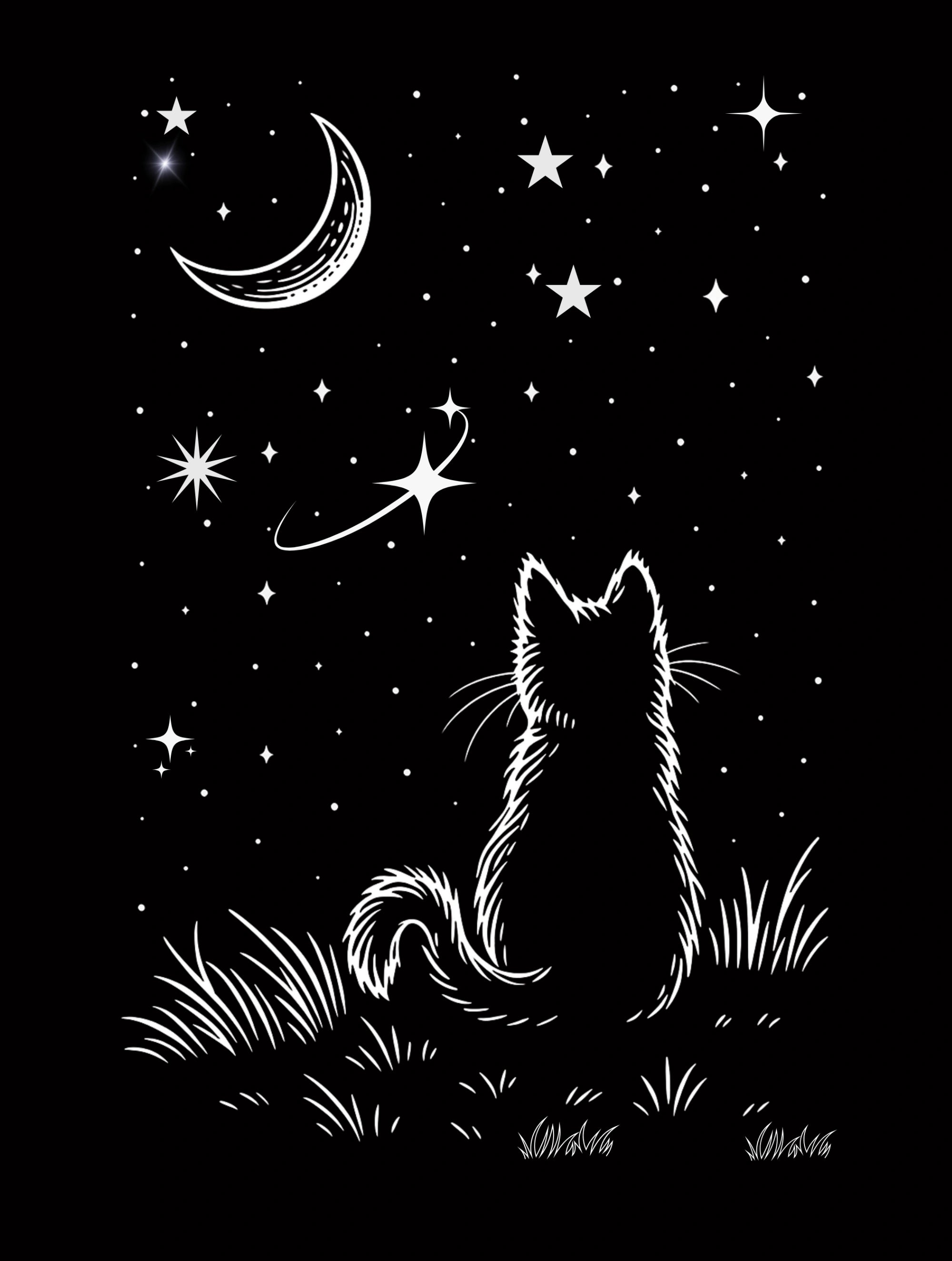 Moonlit Cat – Premium Tee – Artistic Premium Cotton Tee by Vedawear 