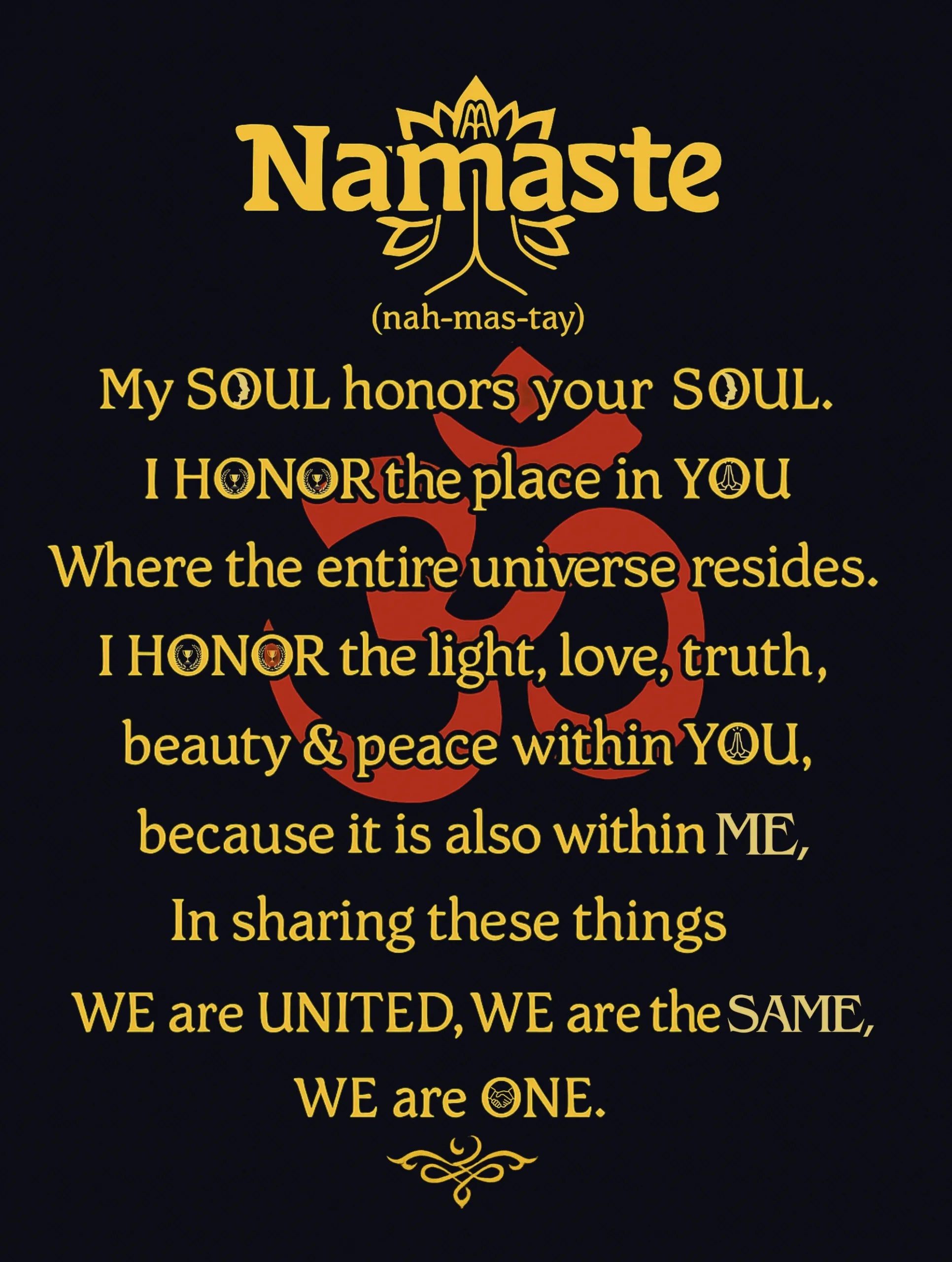 Namaste – Unity Premium Tee – Artistic Premium Cotton Tee by Vedawear 