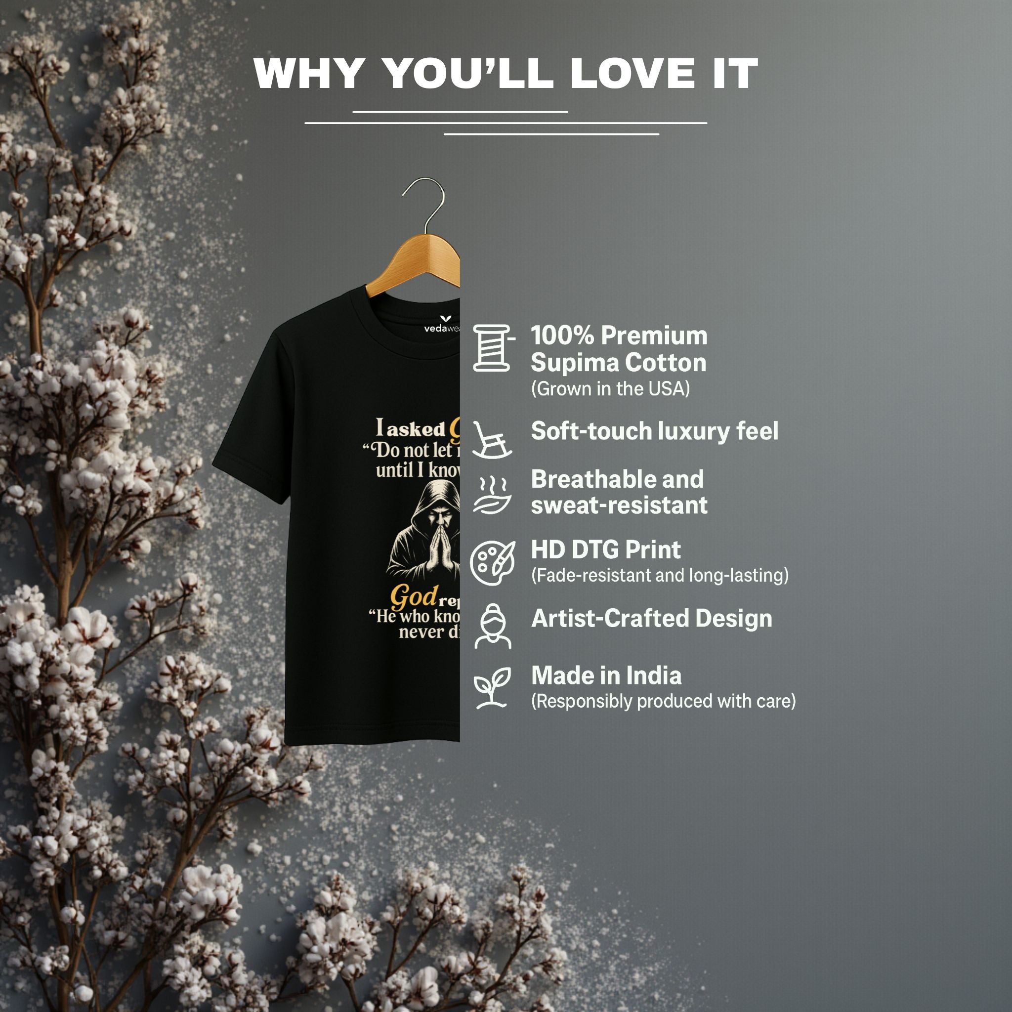 Never Dies – Rumi Premium Tee – Artistic Premium Cotton Tee by Vedawear  