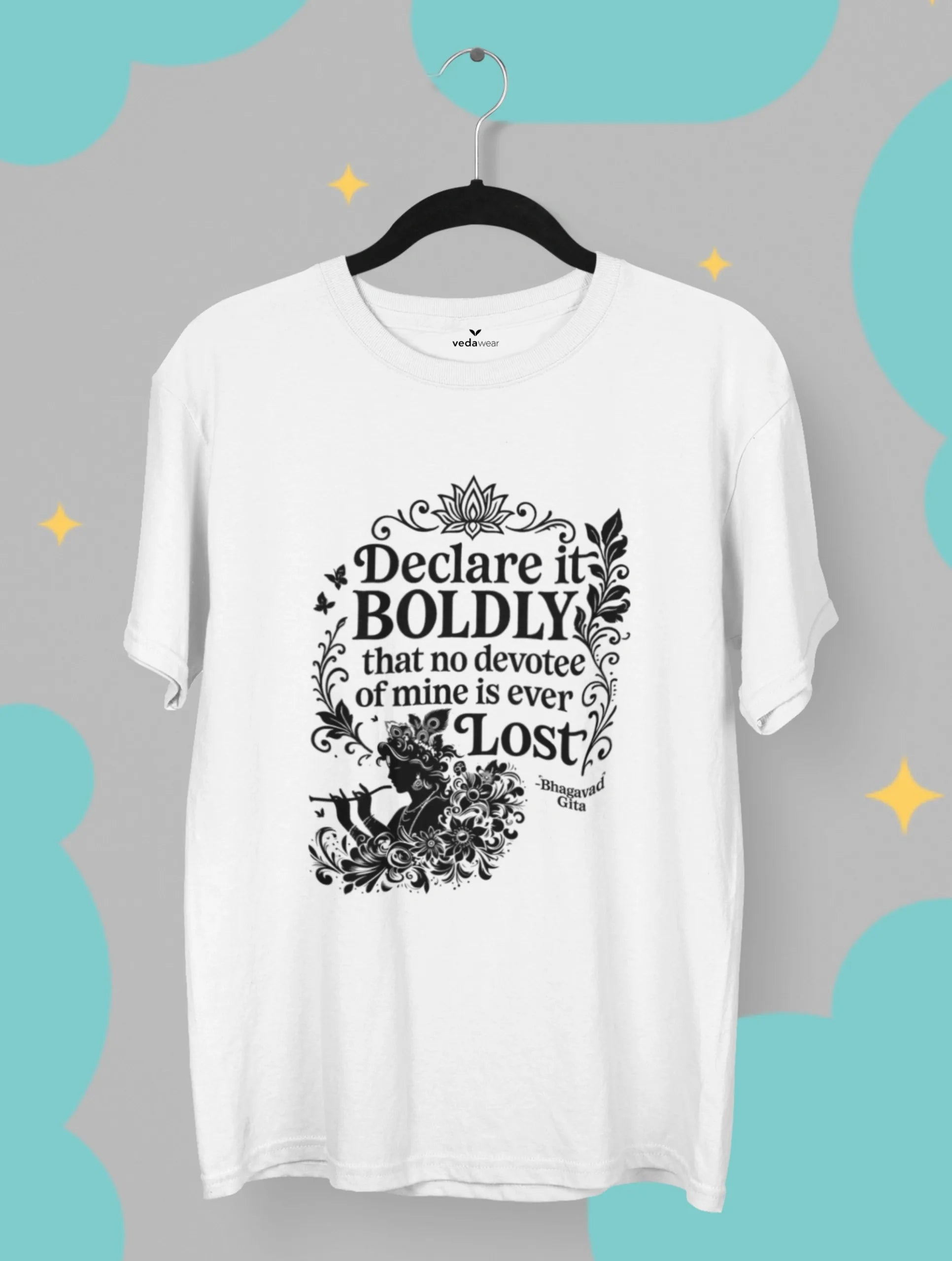 No Devotee Is – Lord Krishna Tee – Artistic Premium Cotton Tee by Vedawear 