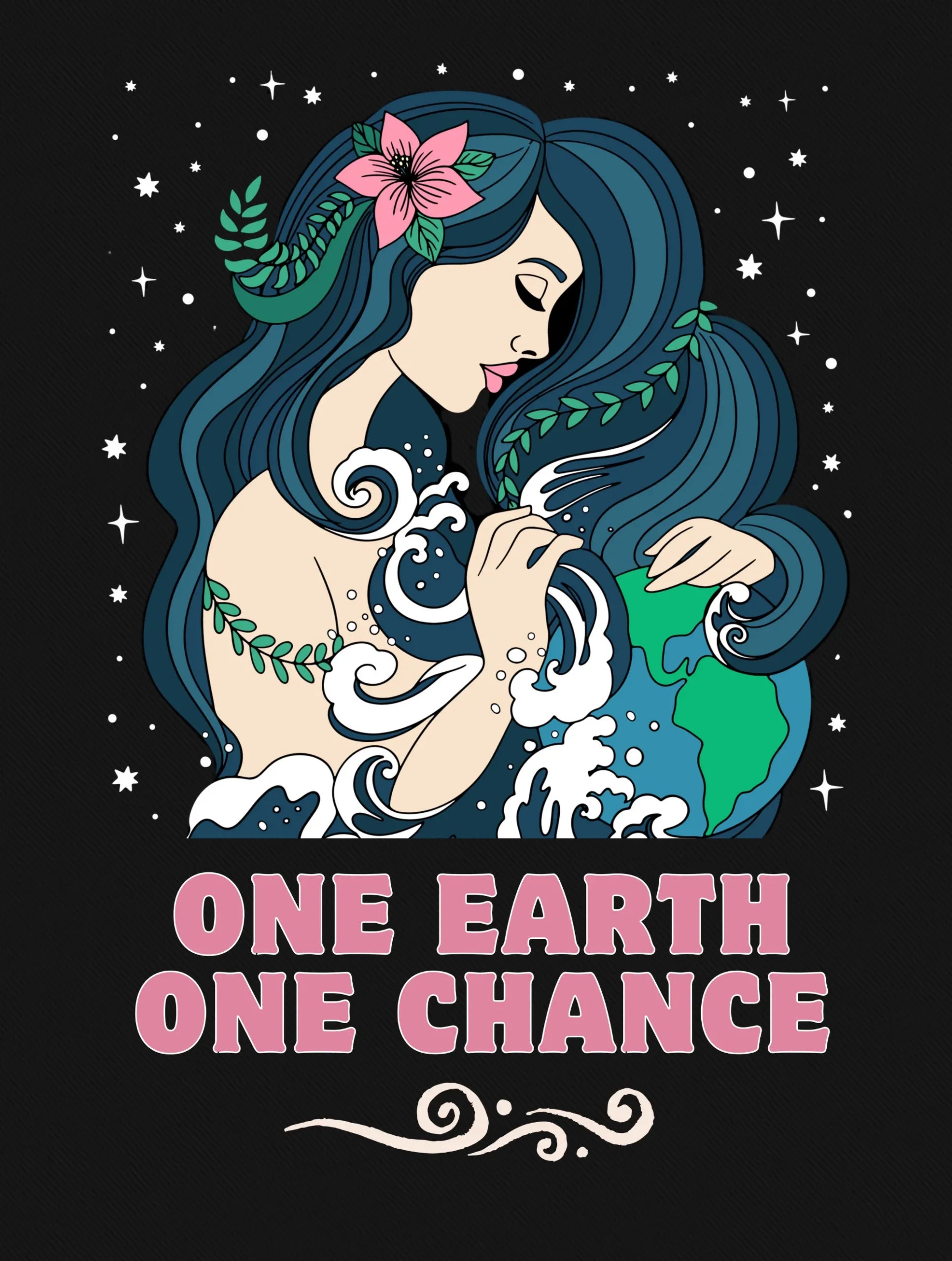One Earth – Premium Tee for nature lover – Artistic Premium Cotton Tee by Vedawear 