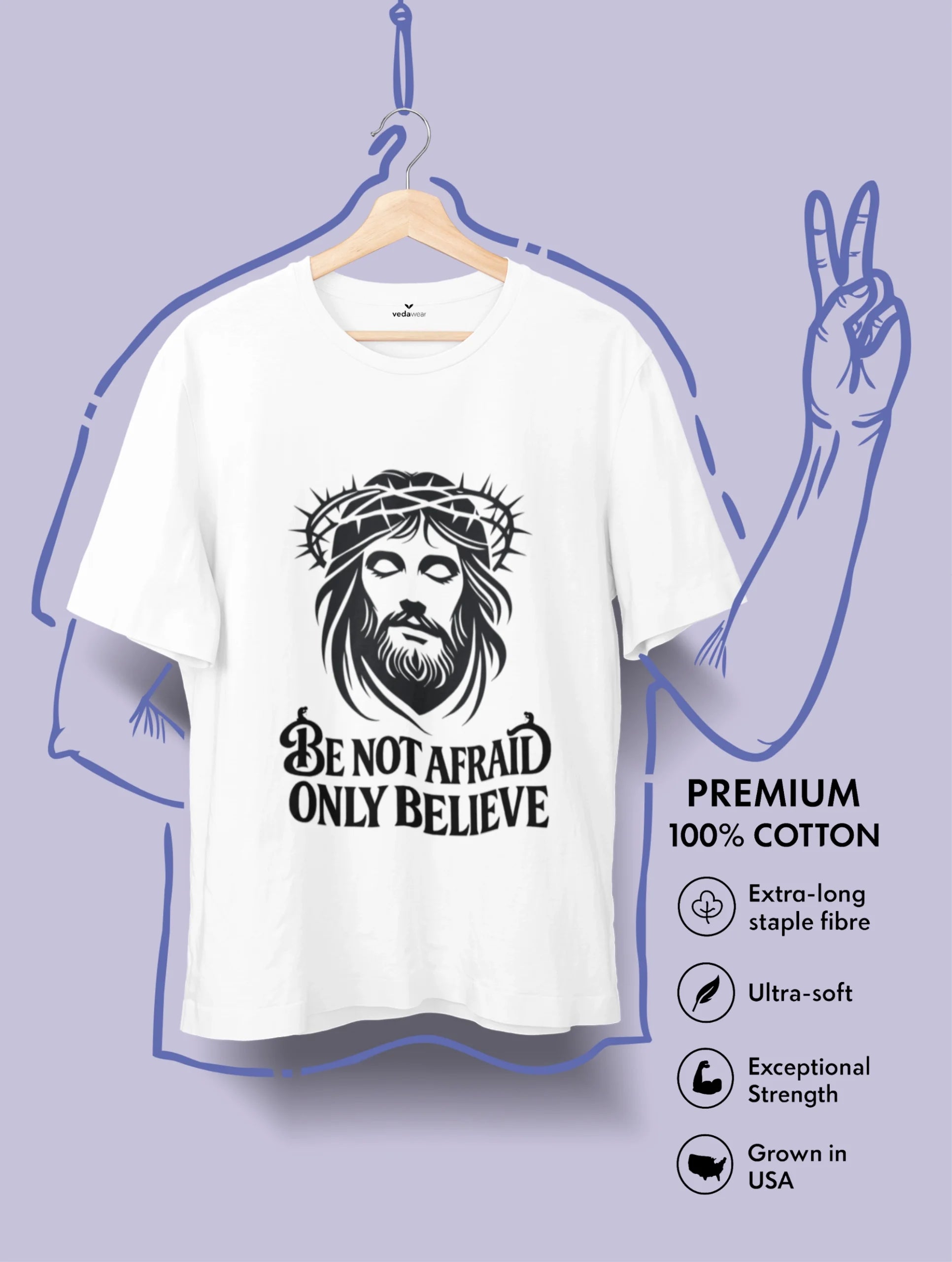 Only Believe – Christ Faith Premium Tee – Artistic Premium Cotton Tee by Vedawear 