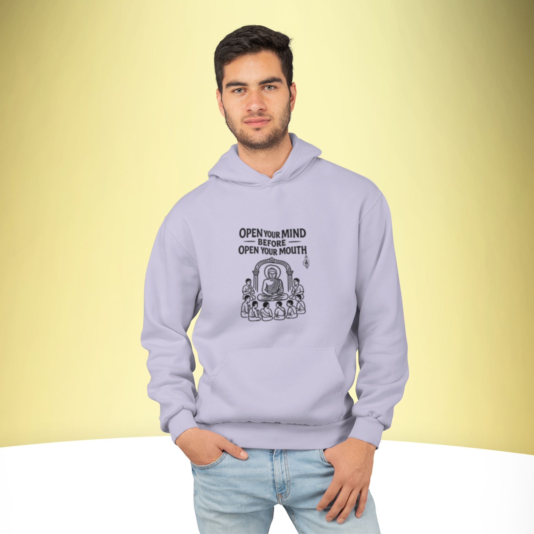 Open Your Mind – Buddha Wisdom Hoodie – Artistic Premium Cotton Tee by Vedawear  