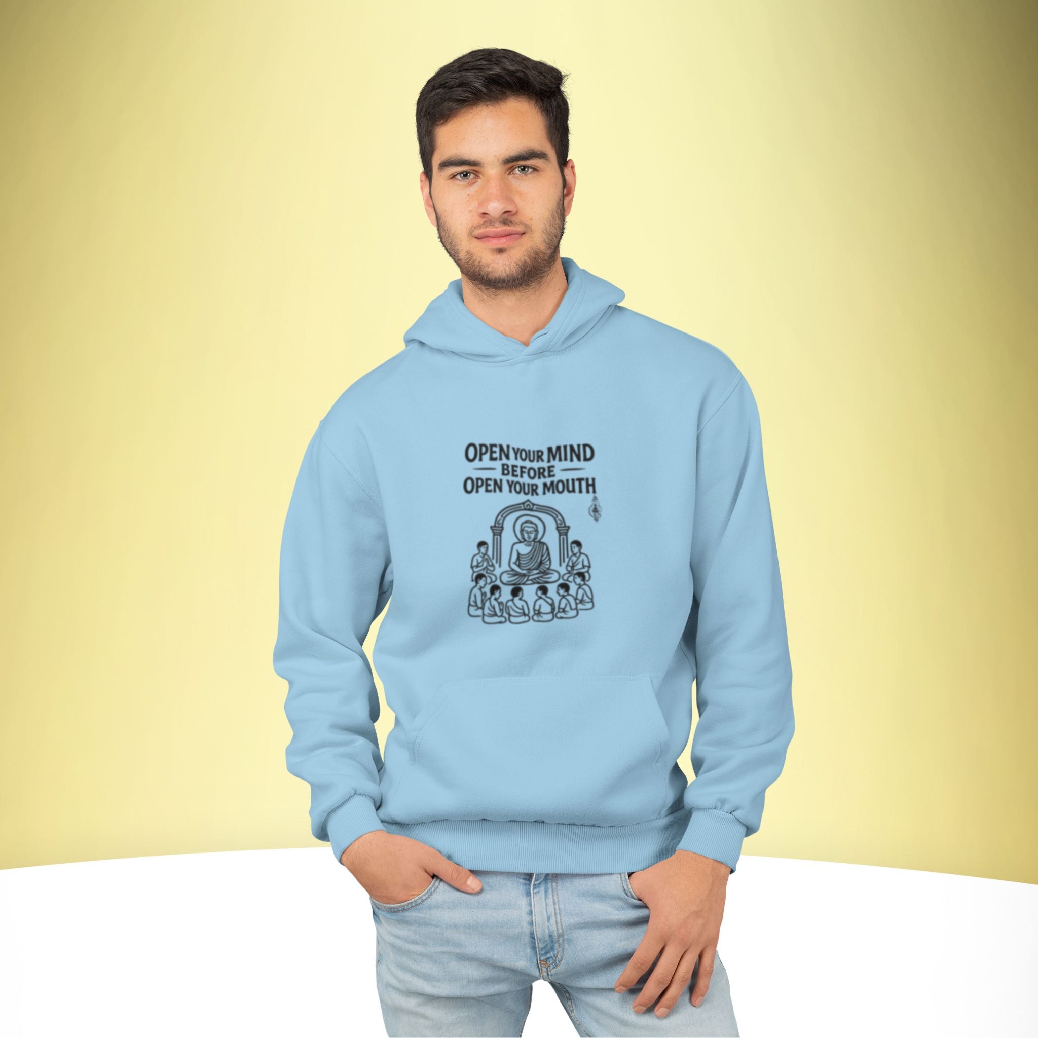 Open Your Mind – Buddha Wisdom Hoodie – Artistic Premium Cotton Tee by Vedawear  