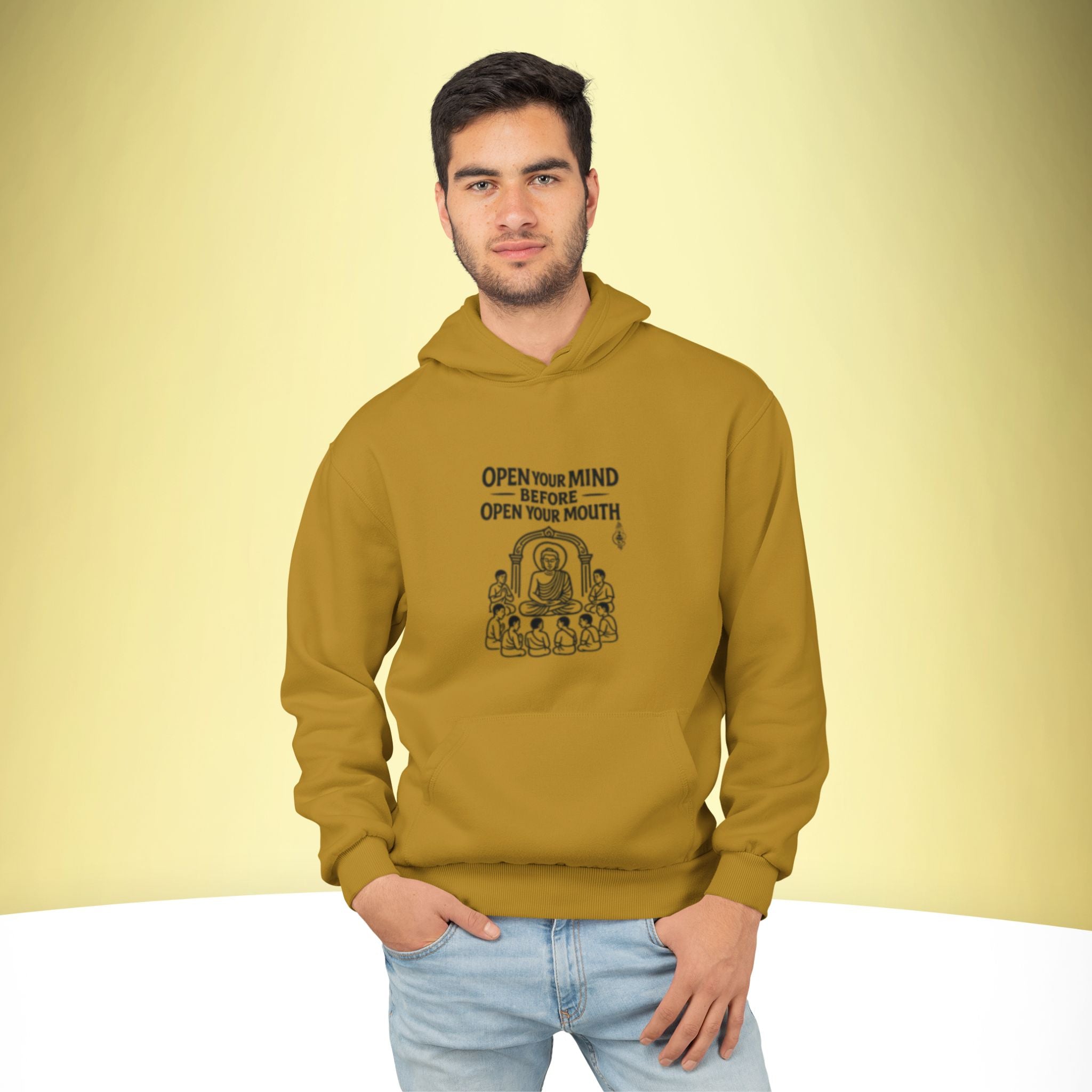 Open Your Mind – Buddha Wisdom Hoodie – Artistic Premium Cotton Tee by Vedawear  