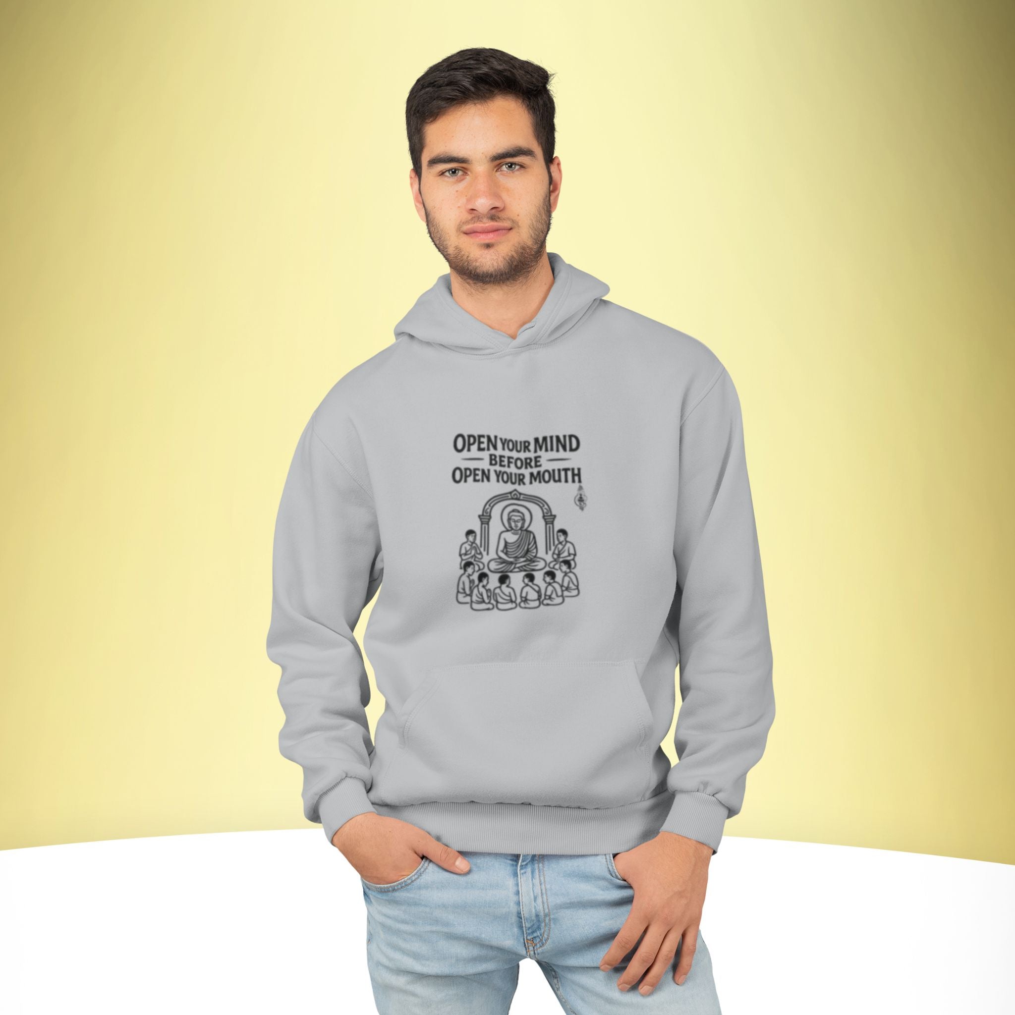Open Your Mind – Buddha Wisdom Hoodie – Artistic Premium Cotton Tee by Vedawear  