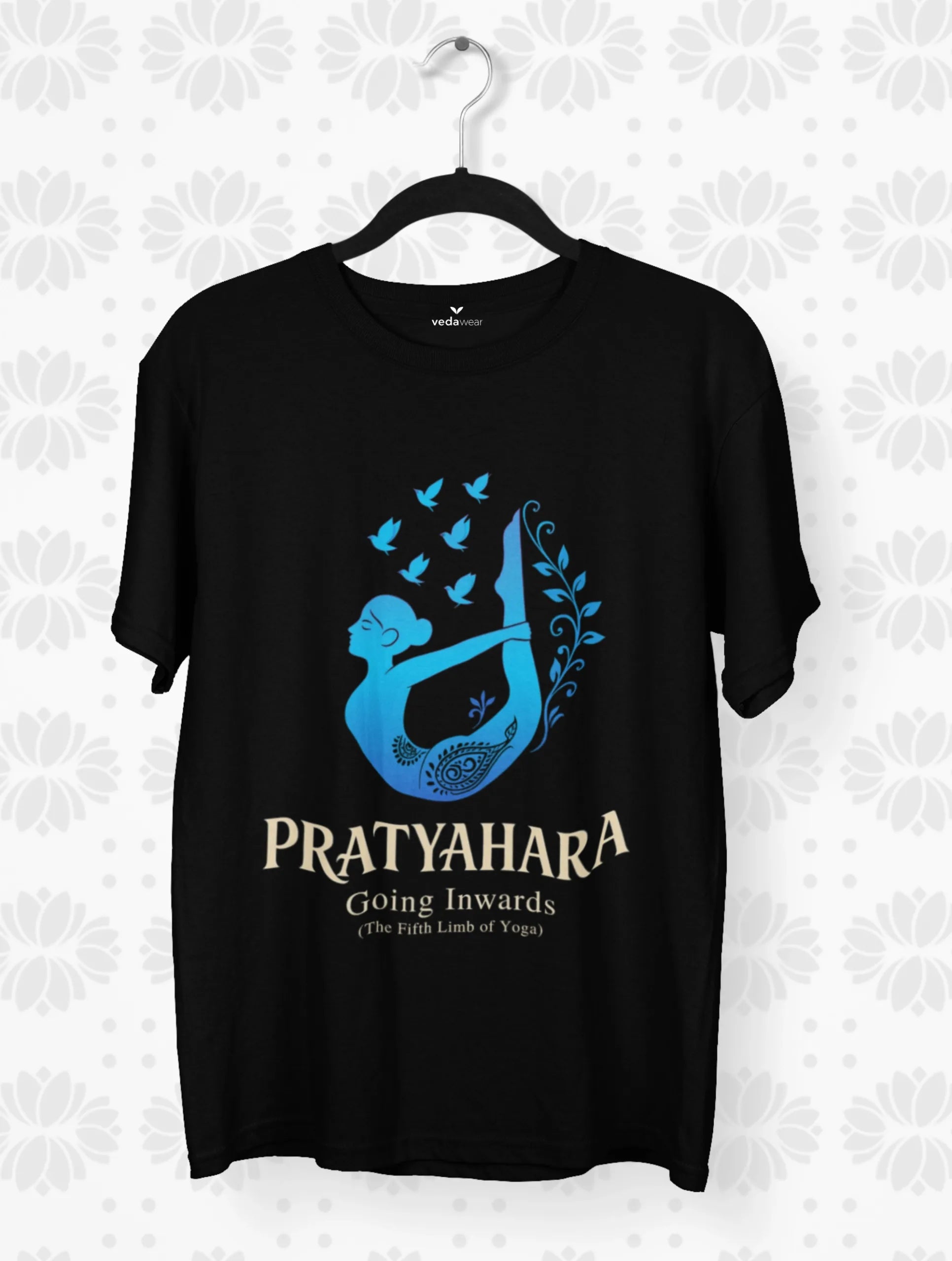 Pratyahara – Going Inwards Premium Yoga Tee – Artistic Premium Cotton Tee by Vedawear 