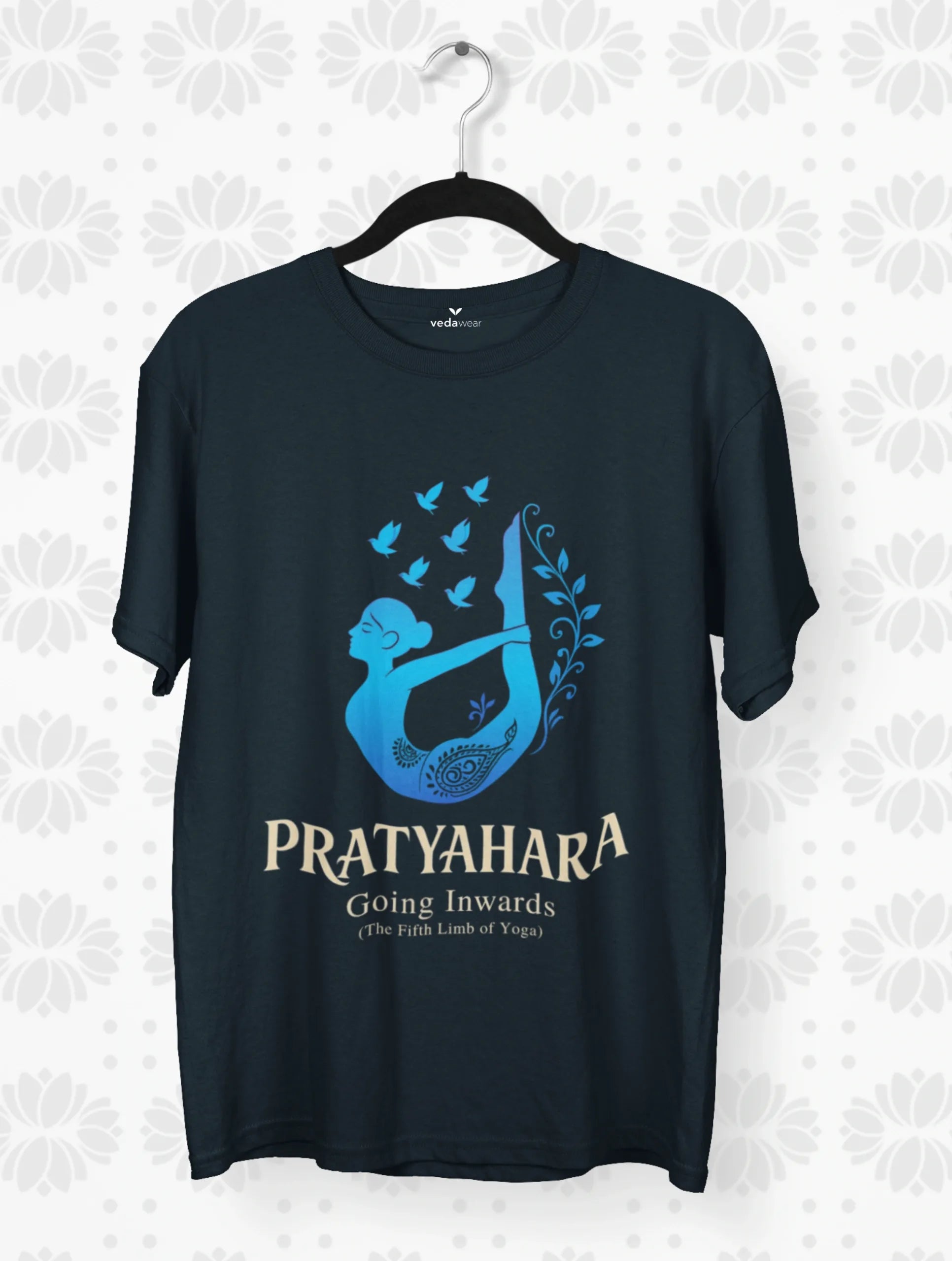 Pratyahara – Going Inwards Premium Yoga Tee – Artistic Premium Cotton Tee by Vedawear 