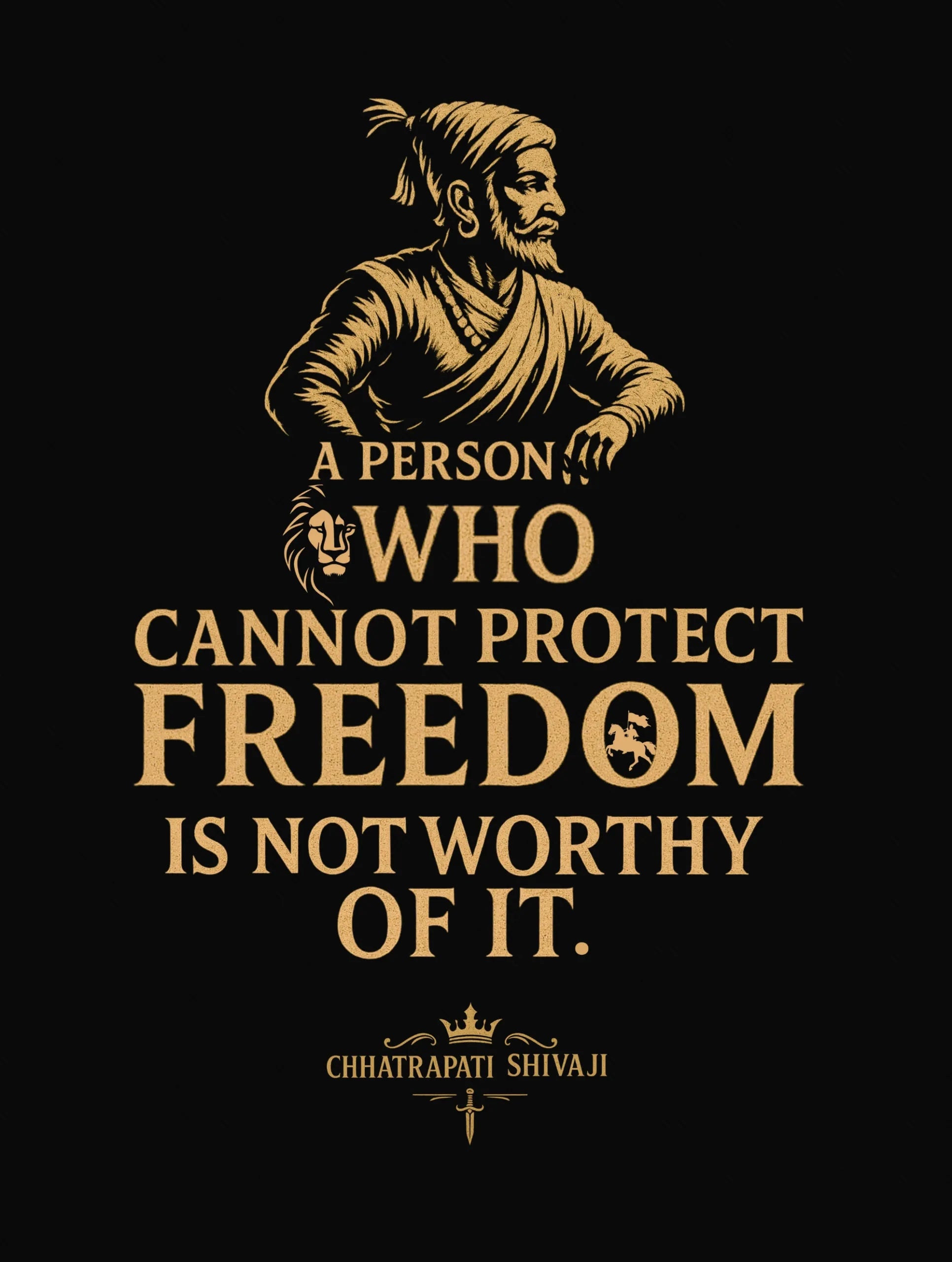 Protect Freedom – Shivaji Maharaj Premium Tee – Artistic Premium Cotton Tee by Vedawear 