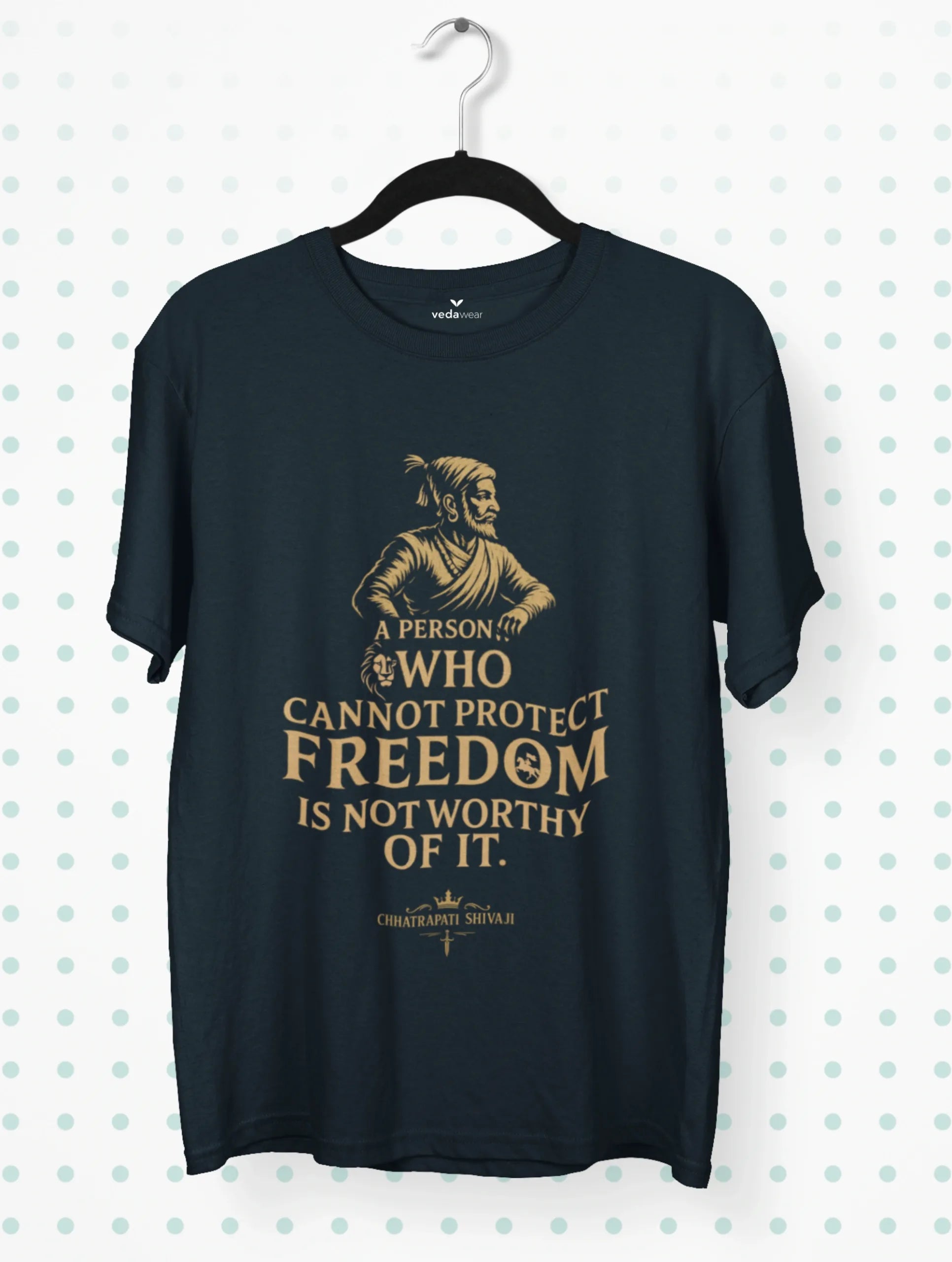 Protect Freedom – Shivaji Maharaj Premium Tee – Artistic Premium Cotton Tee by Vedawear 