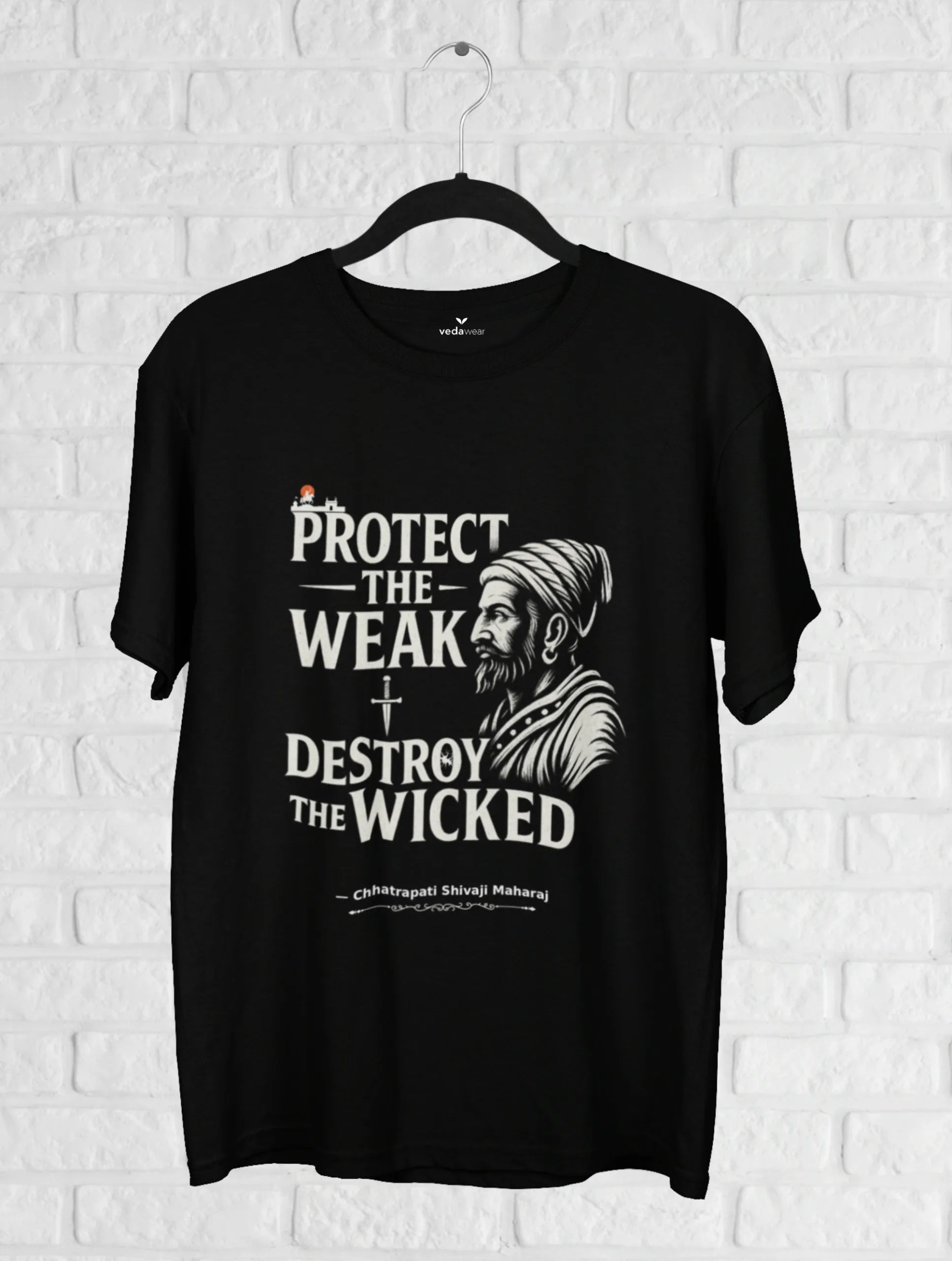 Protect – Shivaji Maharaj Premium Tee – Artistic Premium Cotton Tee by Vedawear 