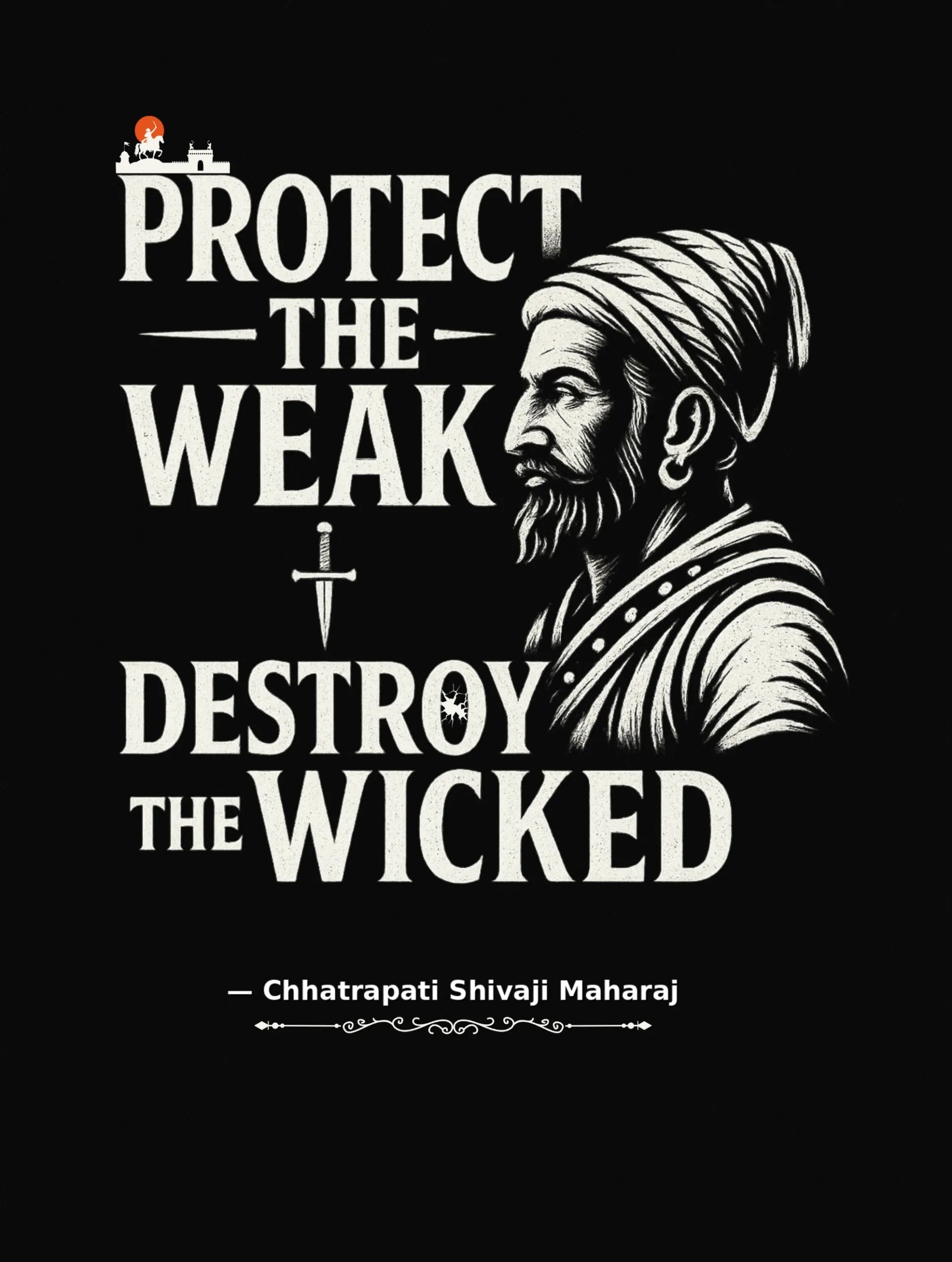 Protect – Shivaji Maharaj Premium Tee – Artistic Premium Cotton Tee by Vedawear 
