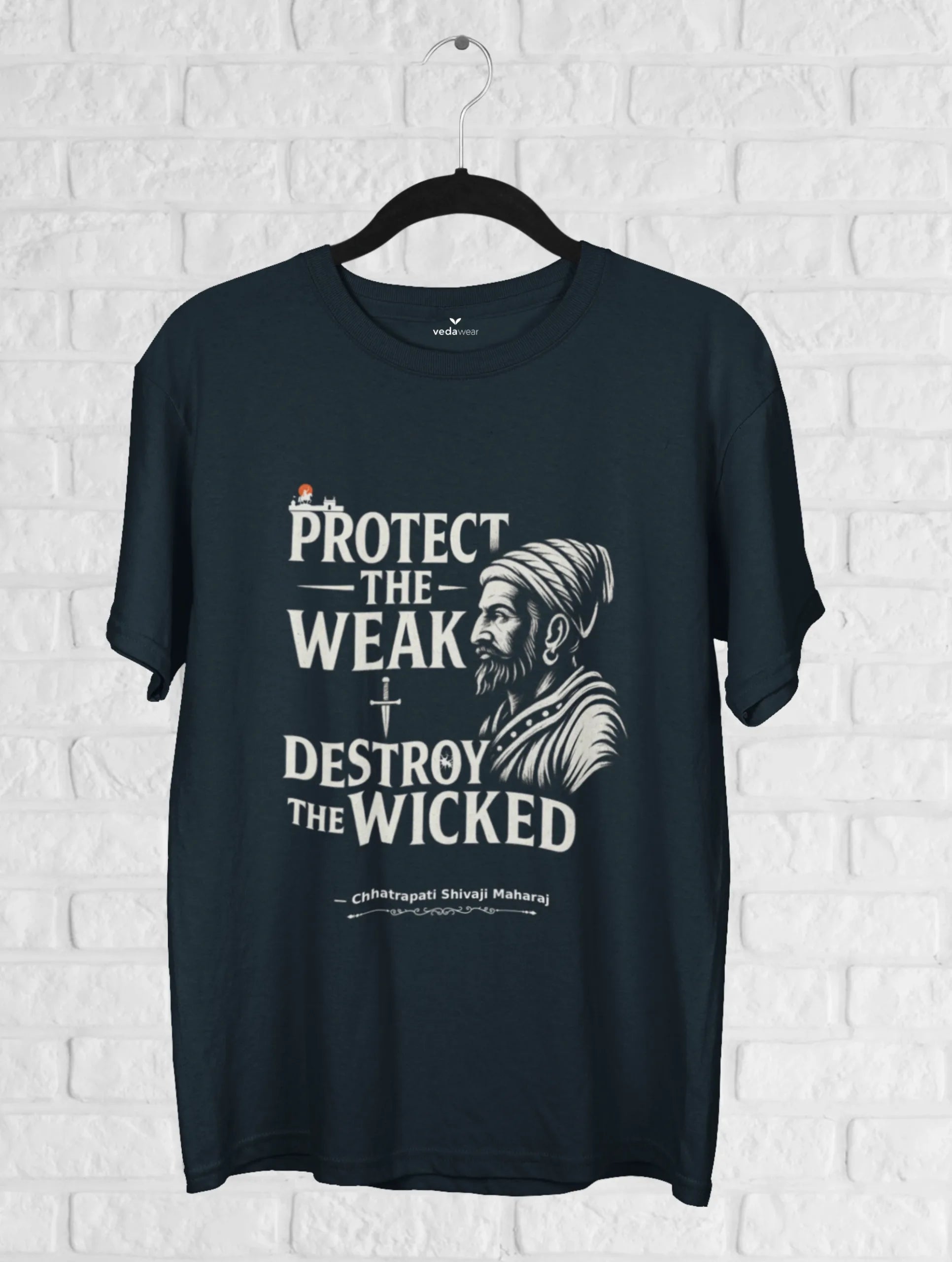 Protect – Shivaji Maharaj Premium Tee – Artistic Premium Cotton Tee by Vedawear 