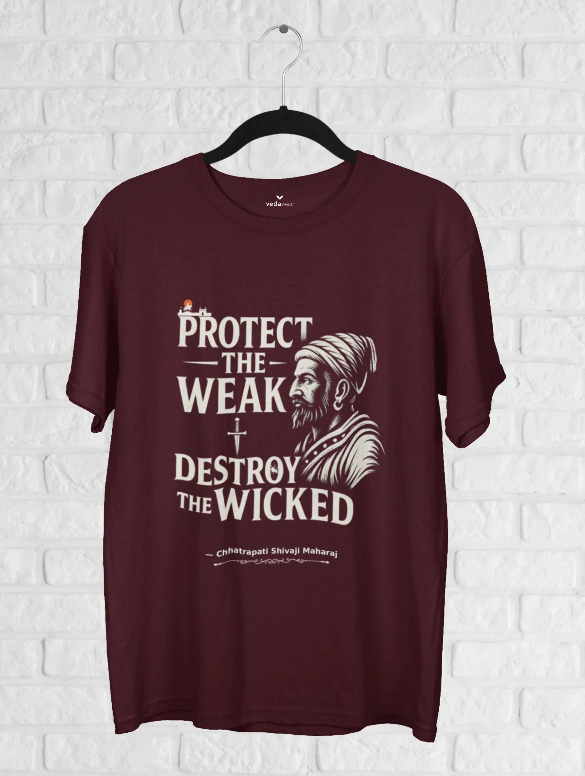Protect – Shivaji Maharaj Premium Tee – Artistic Premium Cotton Tee by Vedawear 
