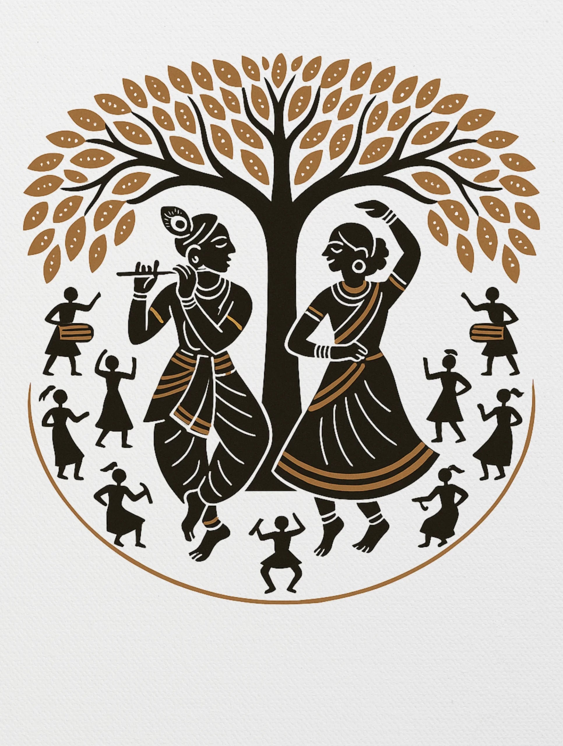 Sacred Melody – Patachitra Art Premium Tee – Artistic Premium Cotton Tee by Vedawear 