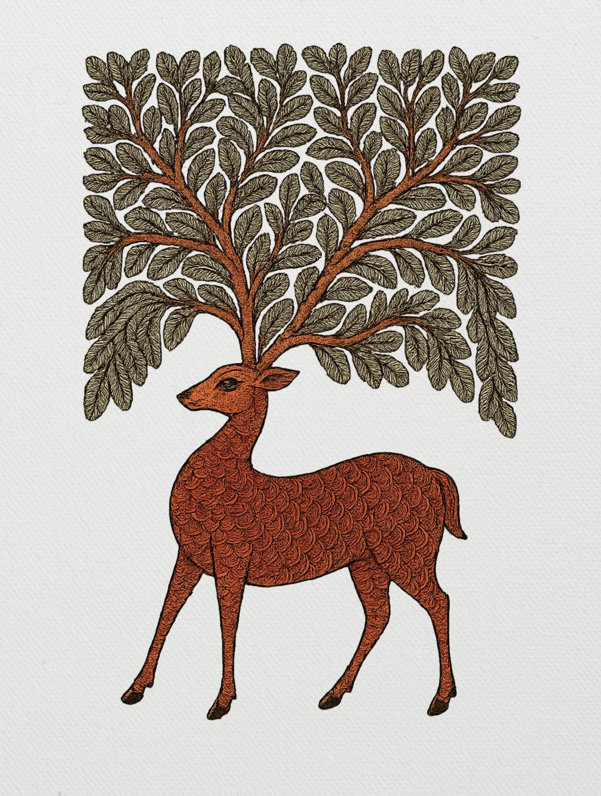 Sacred Wilderness – Gond Art Inspired Premium Tee – Artistic Premium Cotton Tee by Vedawear 