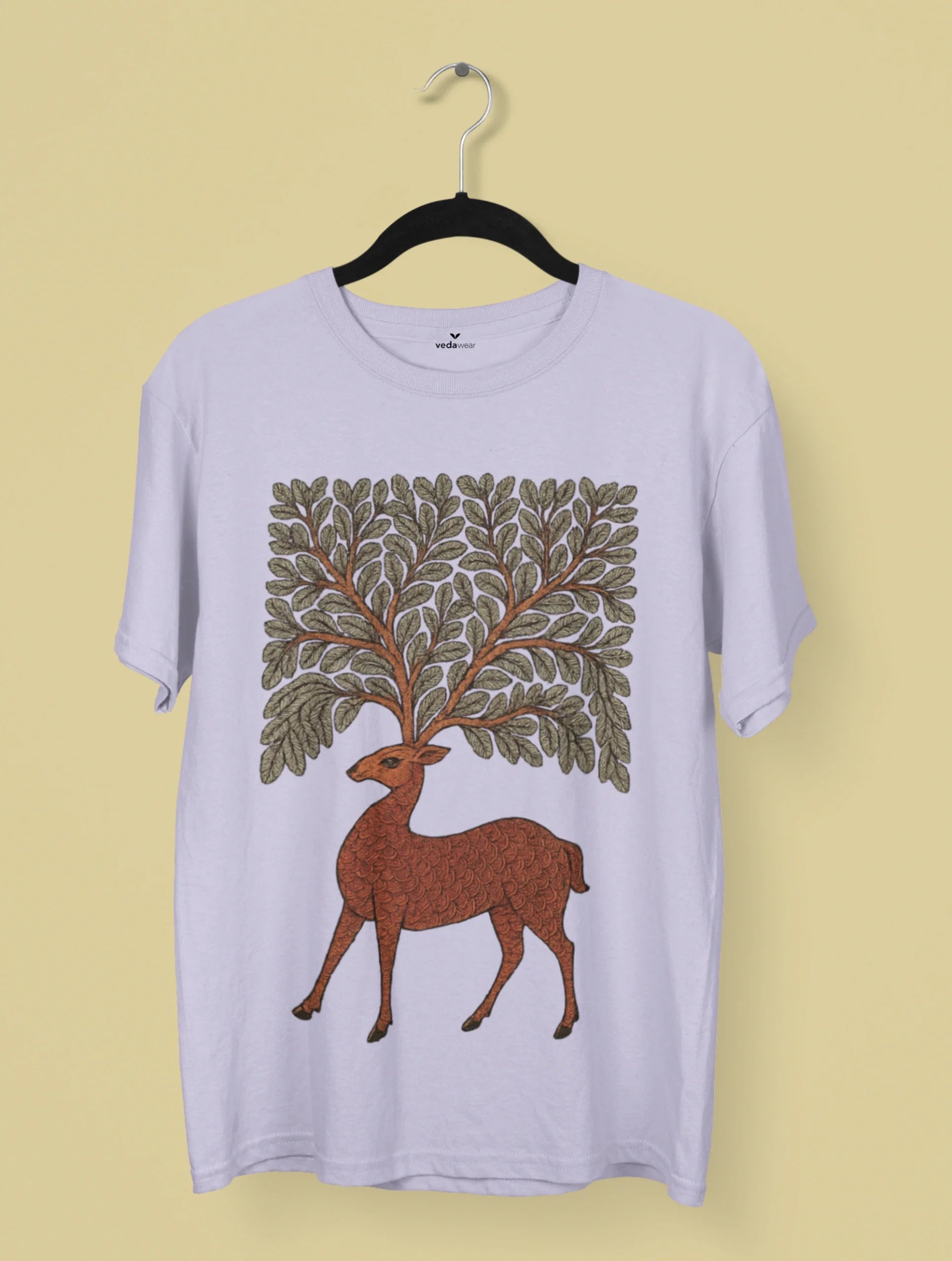 Sacred Wilderness – Gond Art Inspired Premium Tee – Artistic Premium Cotton Tee by Vedawear 