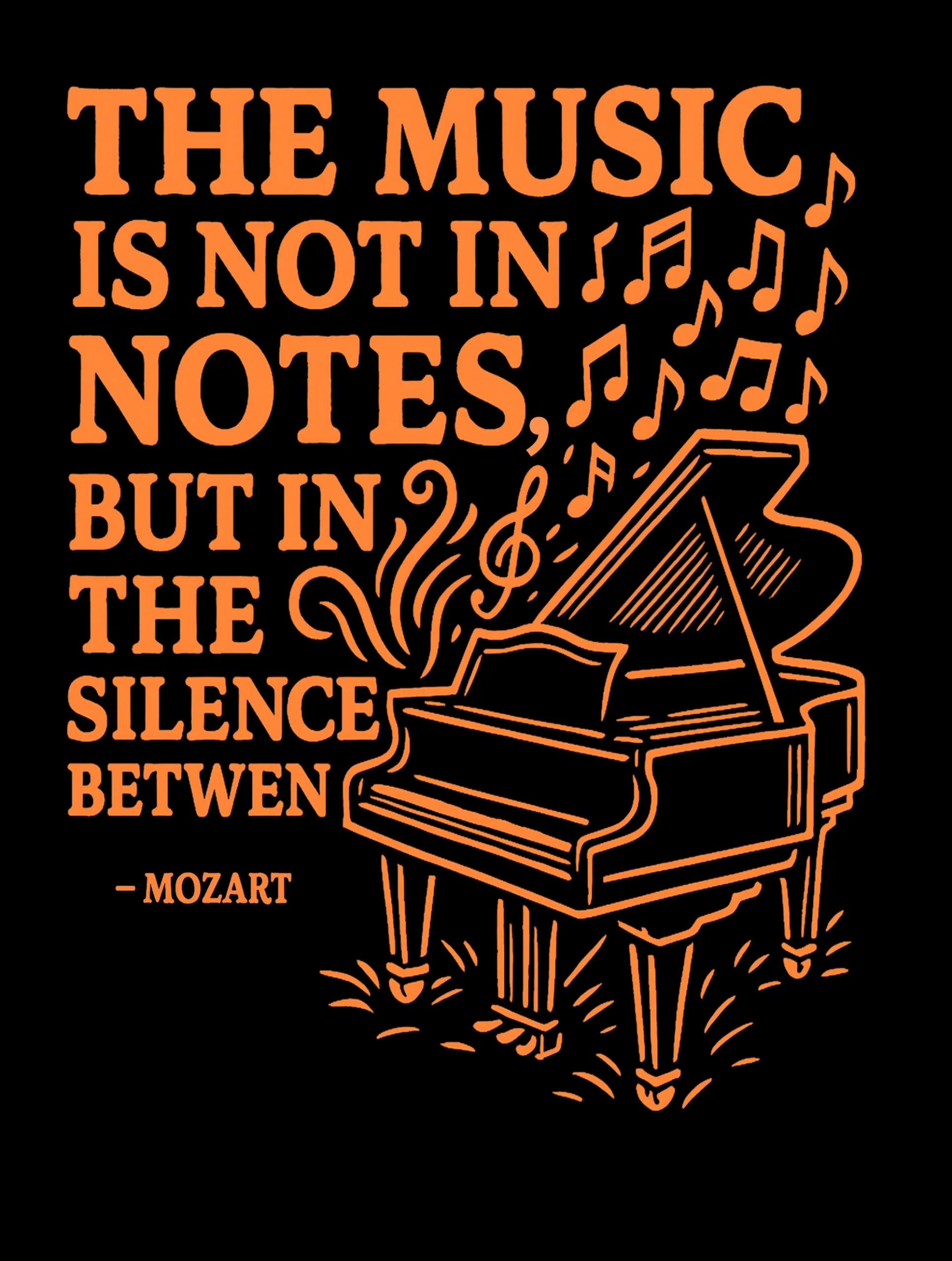 Silence – Mozart Premium Music Tee – Artistic Premium Cotton Tee by Vedawear 