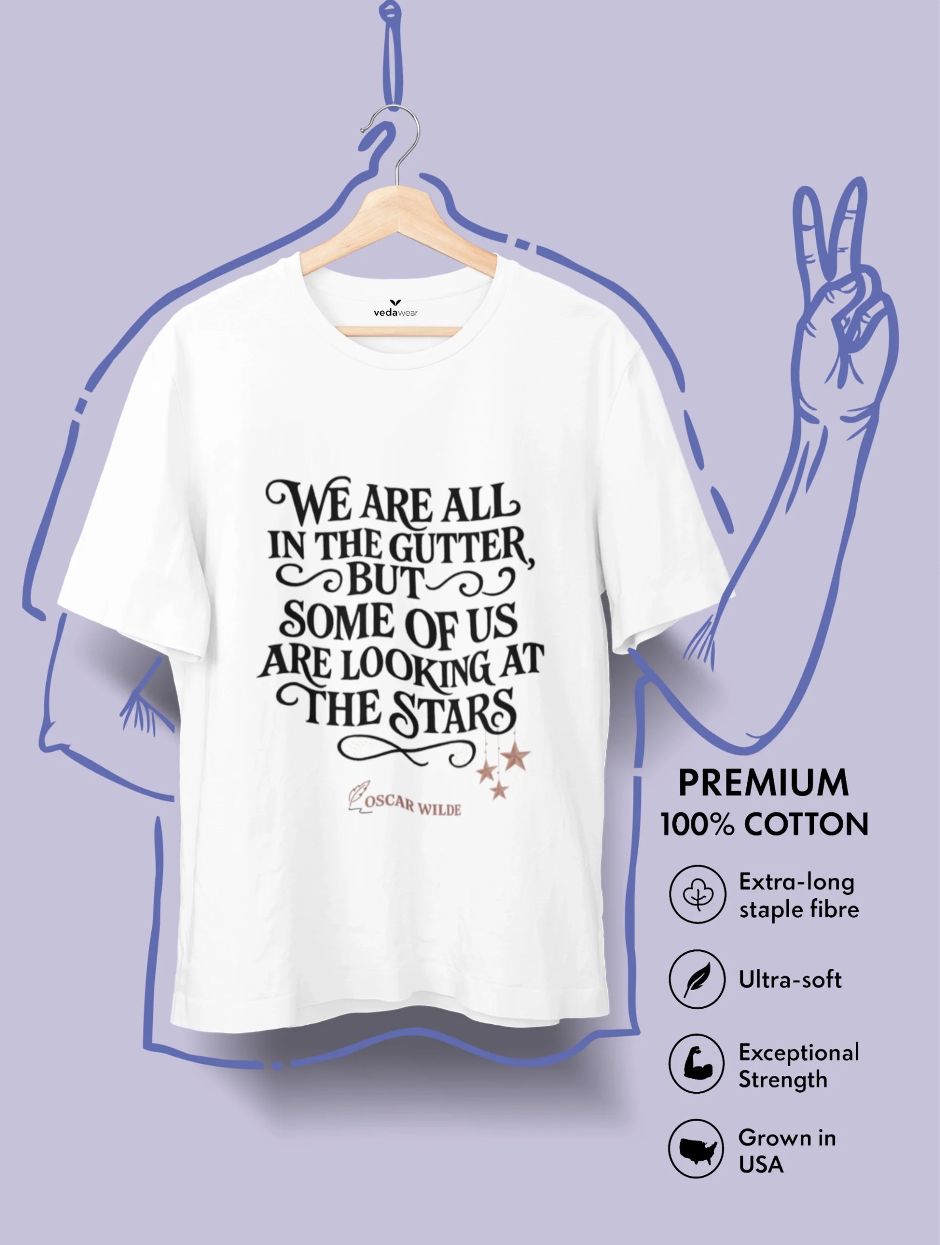 Stars – Oscar Wilde Premium Tee – Artistic Premium Cotton Tee by Vedawear 