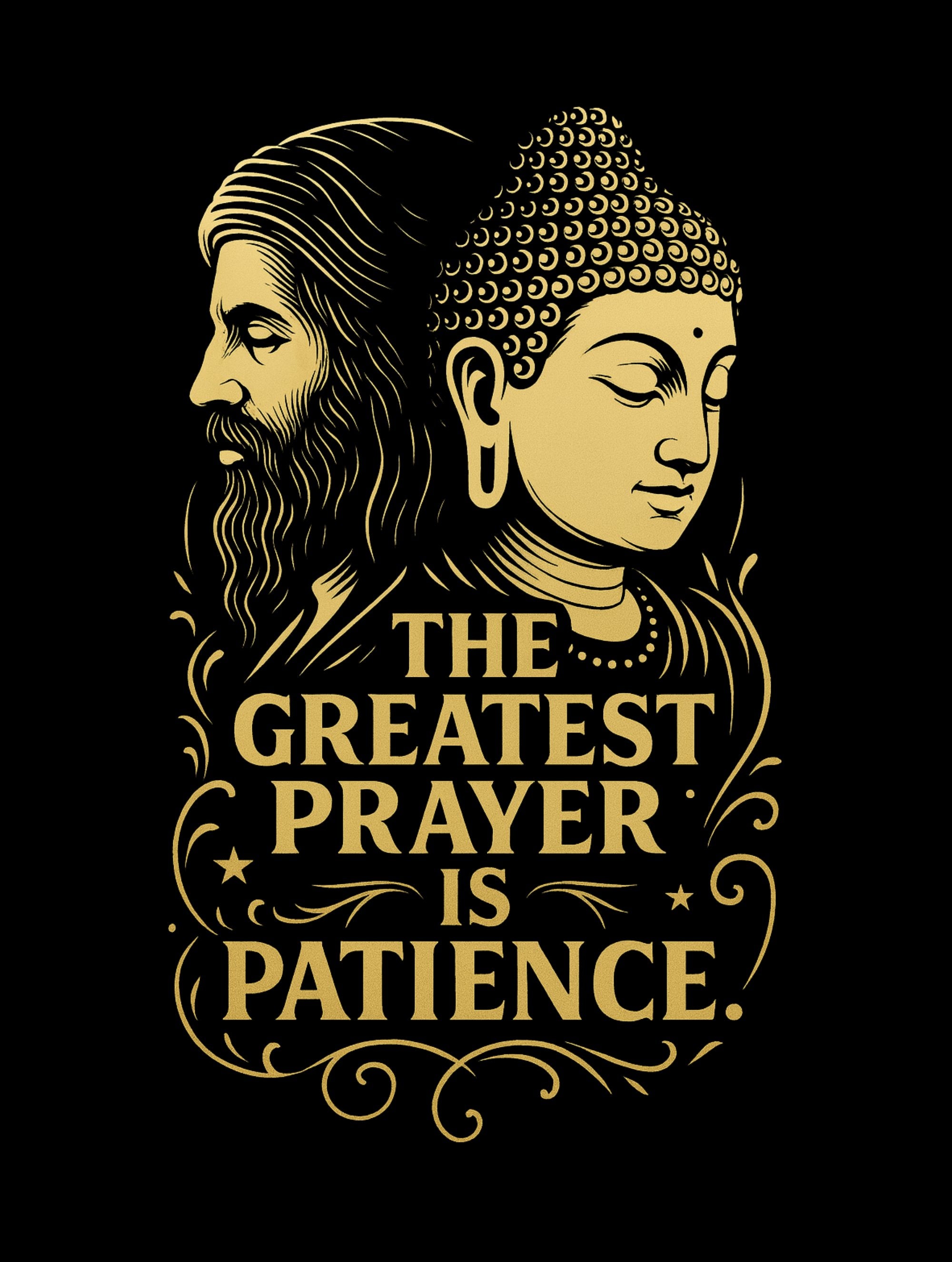 The Greatest Prayer – Kabir & Buddha Premium Tee – Artistic Premium Cotton Tee by Vedawear India