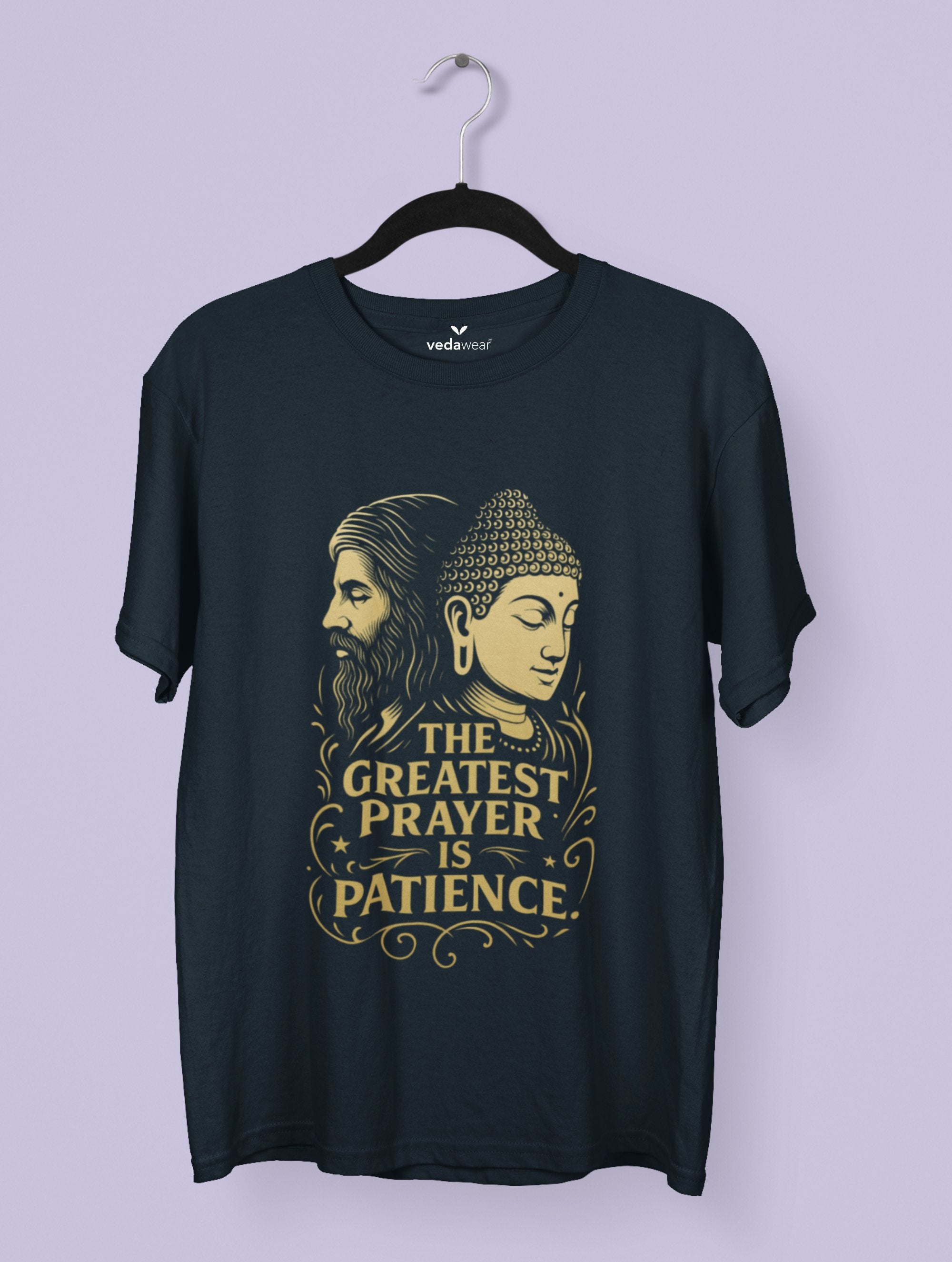 The Greatest Prayer – Kabir & Buddha Premium Tee – Artistic Premium Cotton Tee by Vedawear India