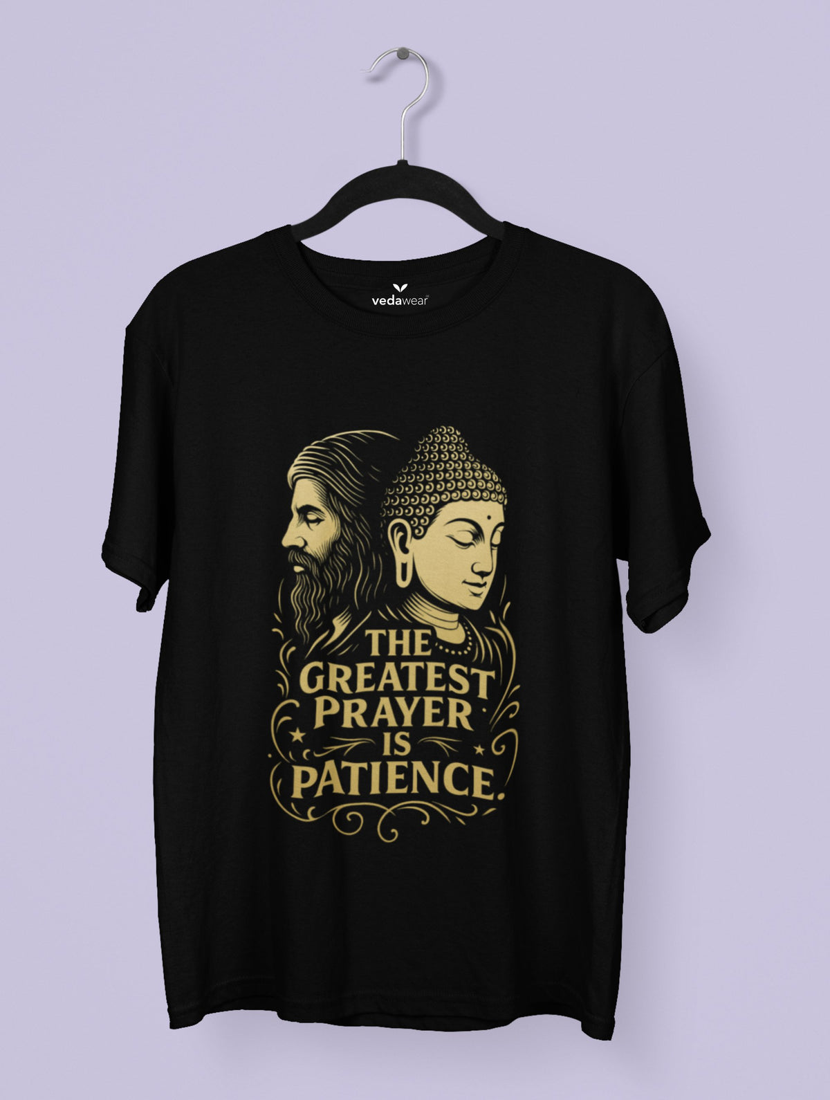The Greatest Prayer – Kabir & Buddha Premium Tee – Artistic Premium Cotton Tee by Vedawear India