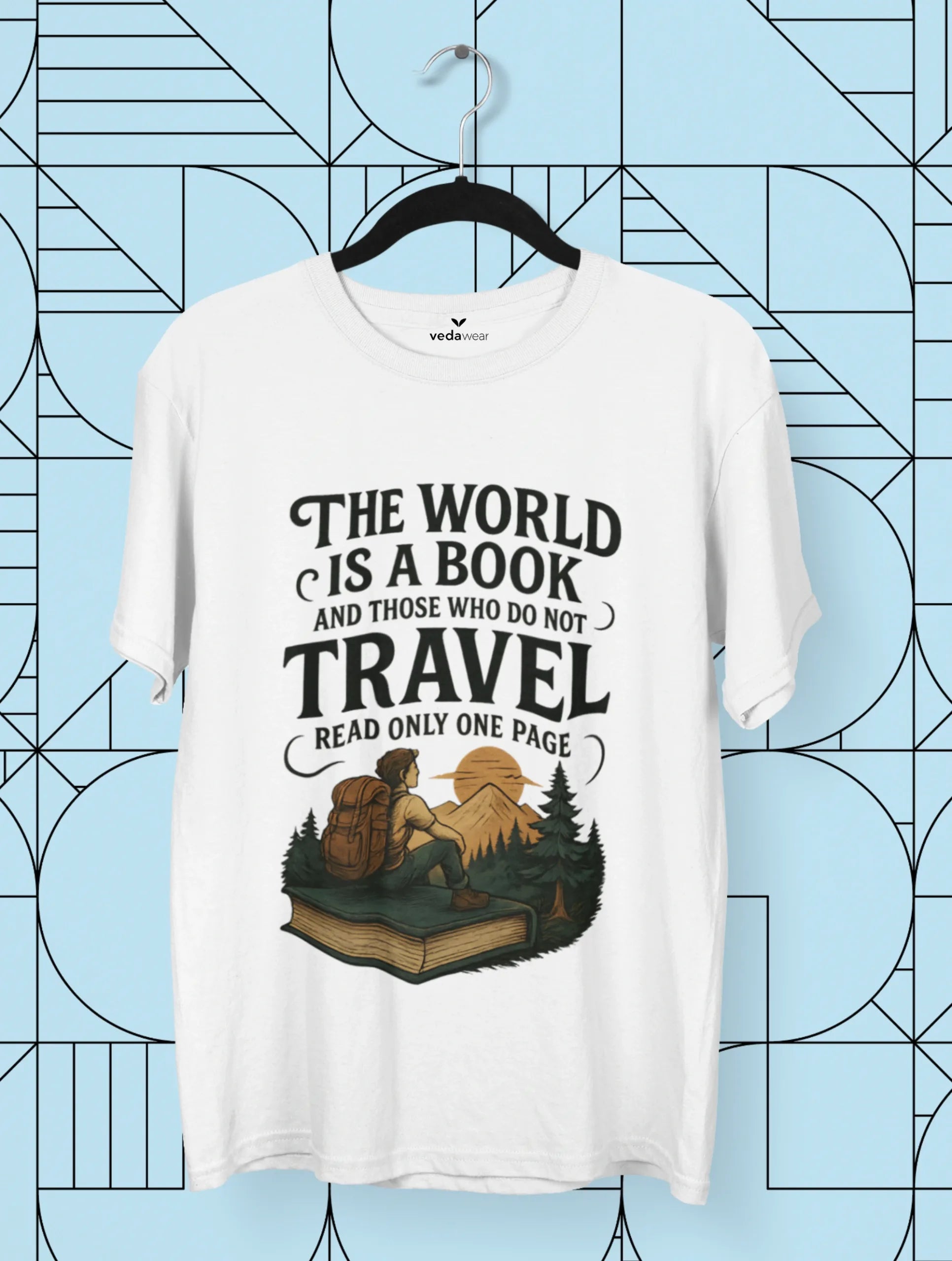 The World Is a Book – Premium Travel Tee – Artistic Premium Cotton Tee by Vedawear 