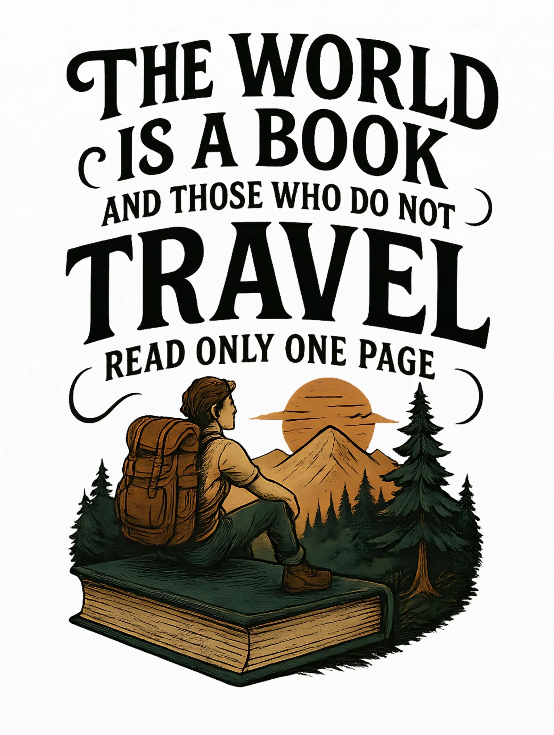 The World Is a Book – Premium Travel Tee – Artistic Premium Cotton Tee by Vedawear 